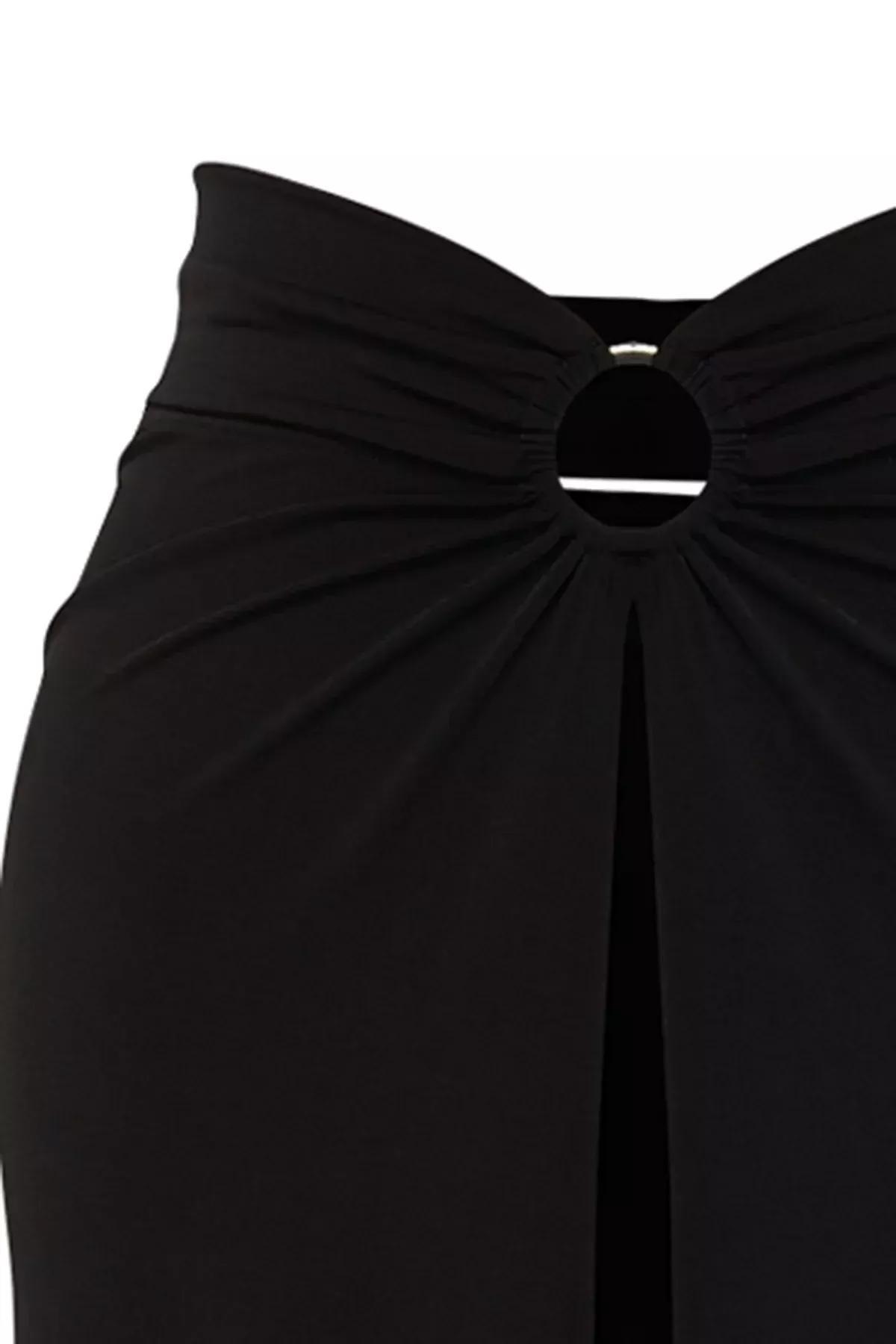 Black Maxi Knitted Cut Out/Windowed Pareo, , large image number 5