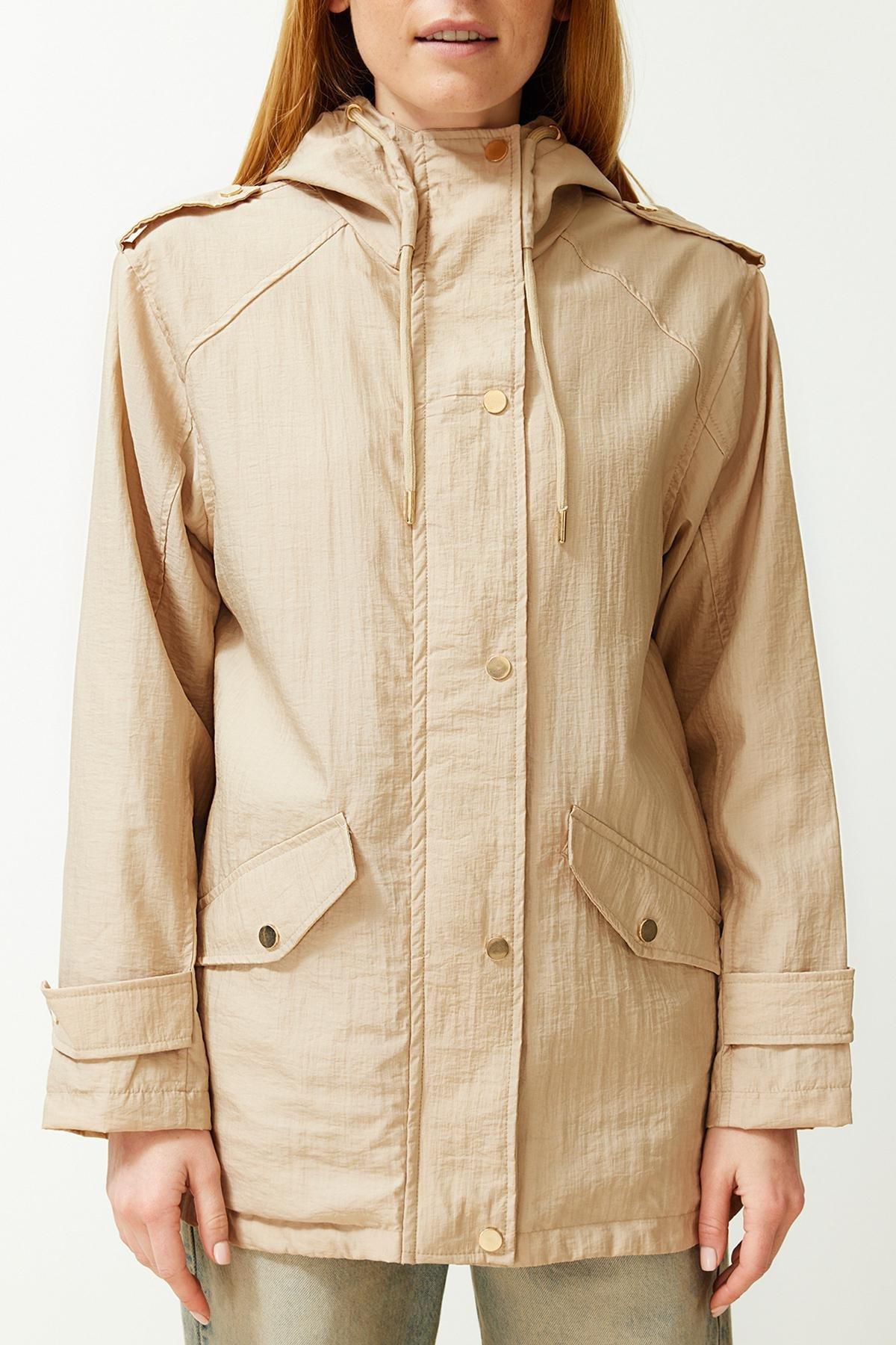Beige Water Repellent Thin Raincoat, , large image number 3