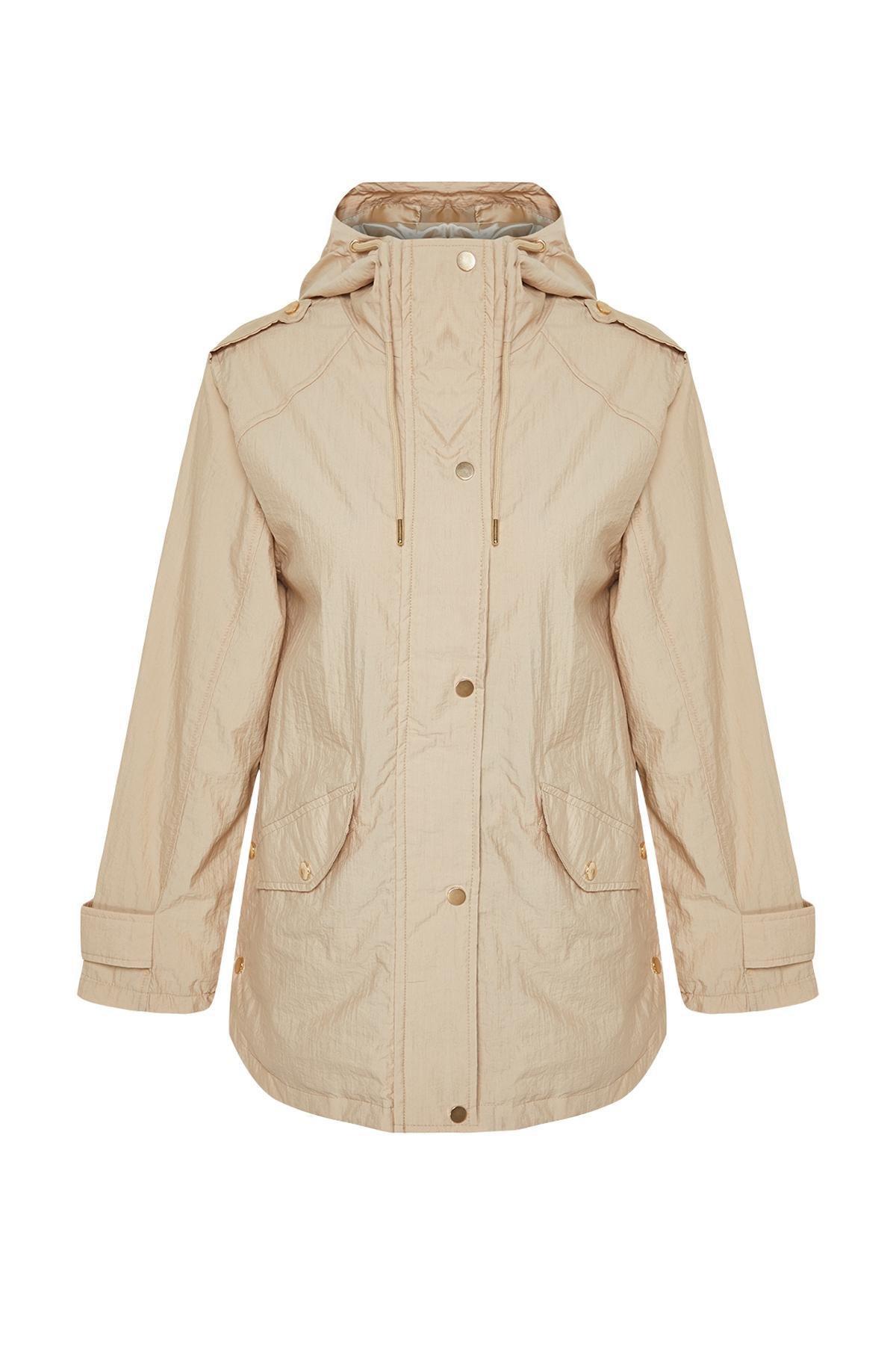 Beige Water Repellent Thin Raincoat, , large image number 5