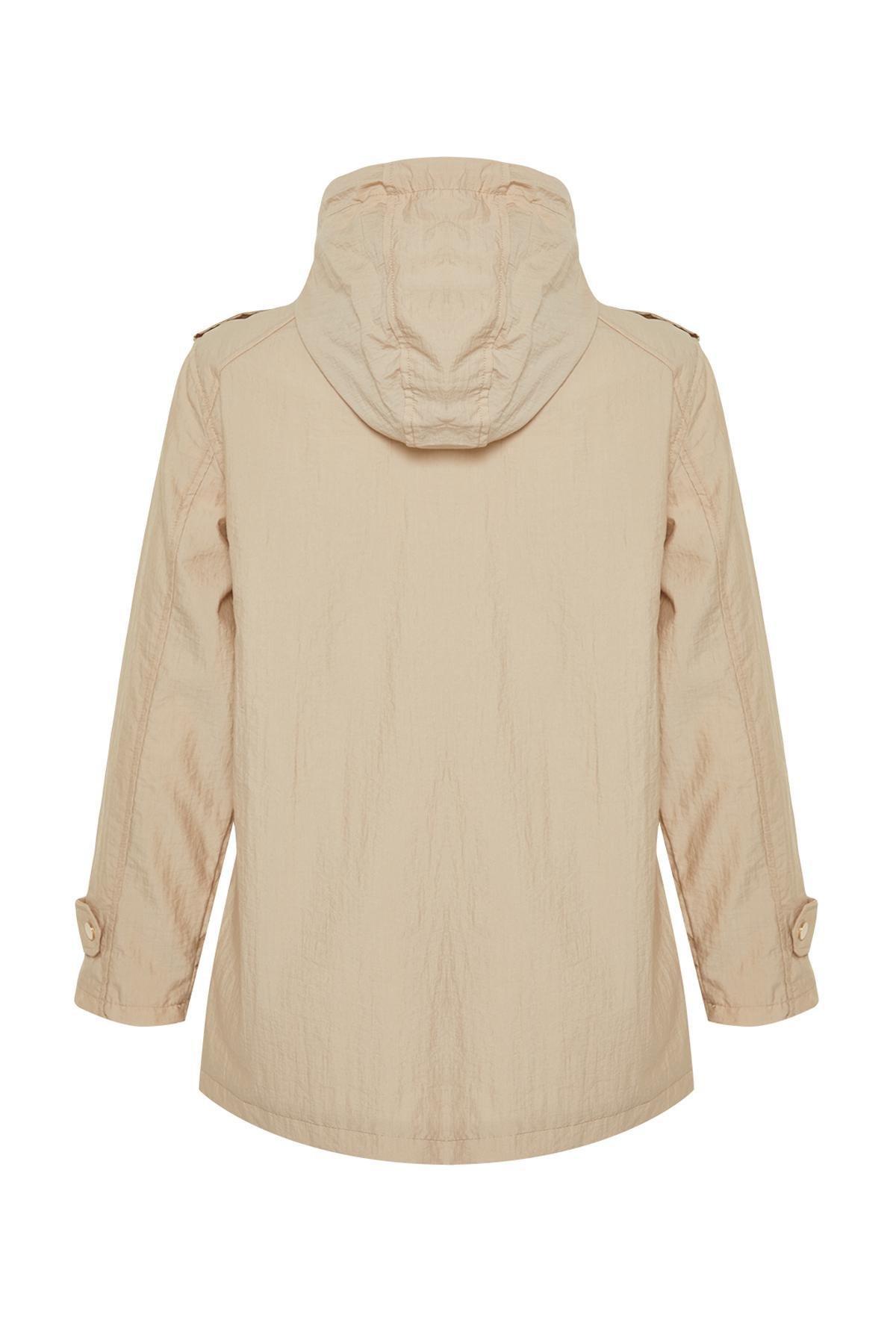 Beige Water Repellent Thin Raincoat, , large image number 6