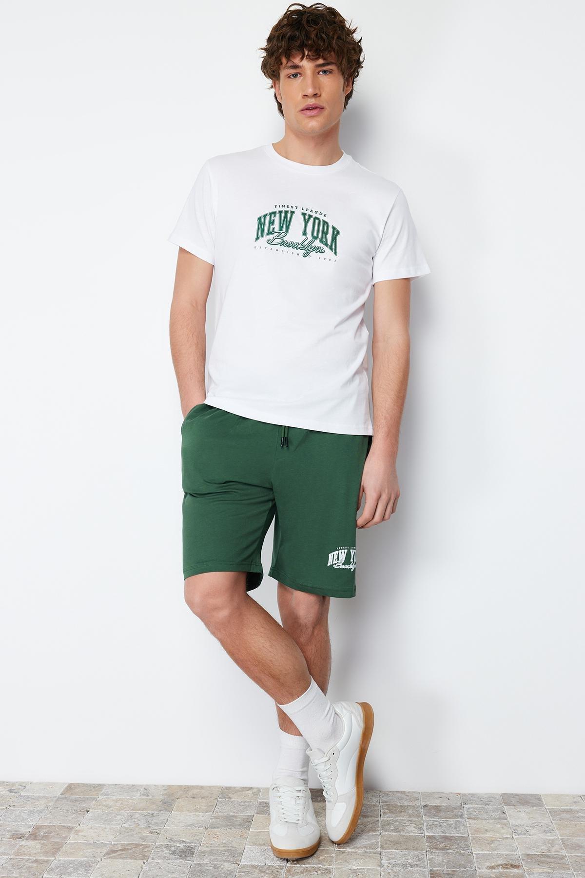 Green Printed Knitted Pyjamas Set, , large image number 0