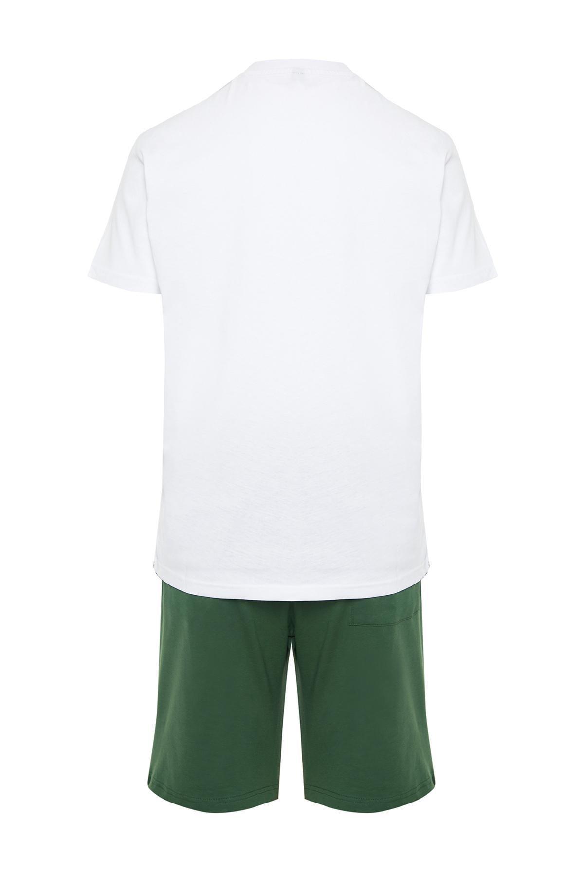 Green Printed Knitted Pyjamas Set, , large image number 6