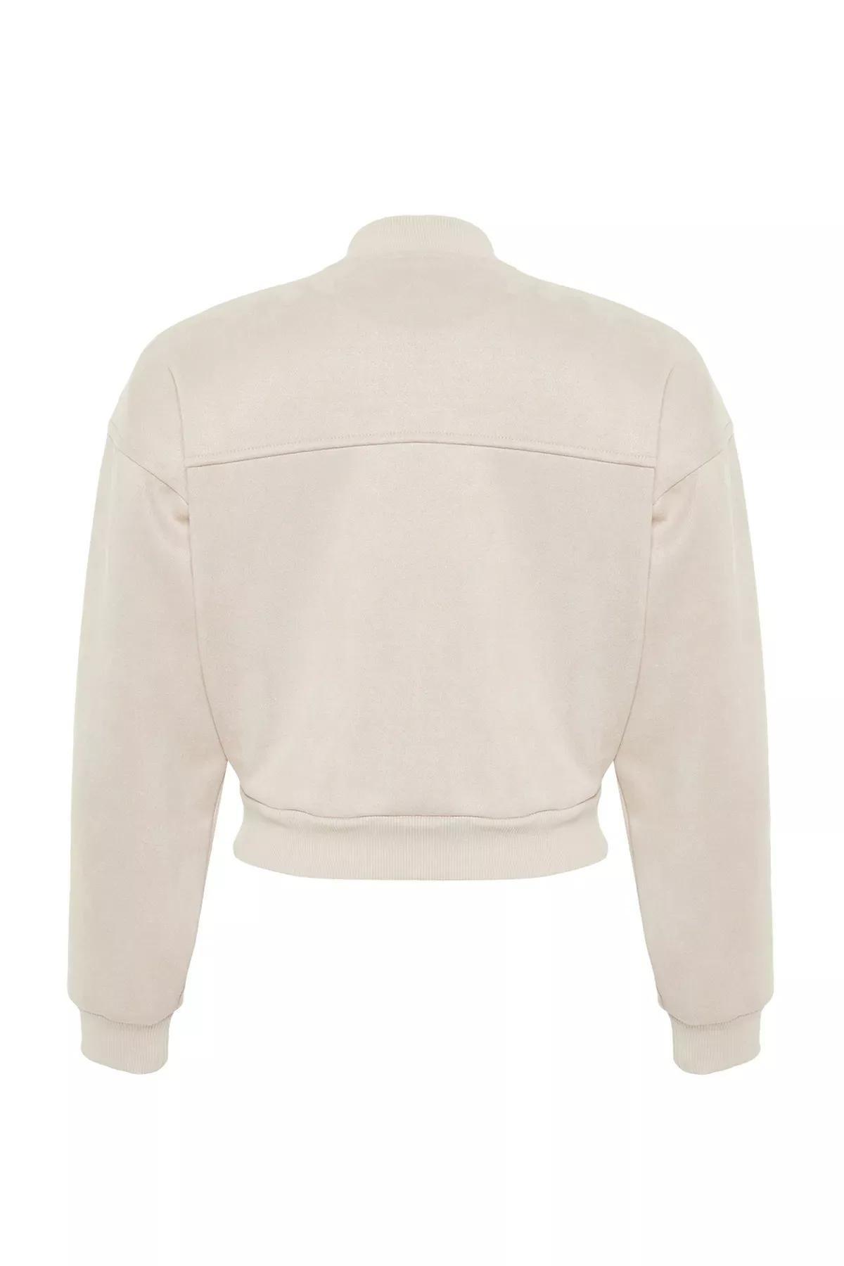 Beige Oversize Bomber Jacket, STONE, large image number 6