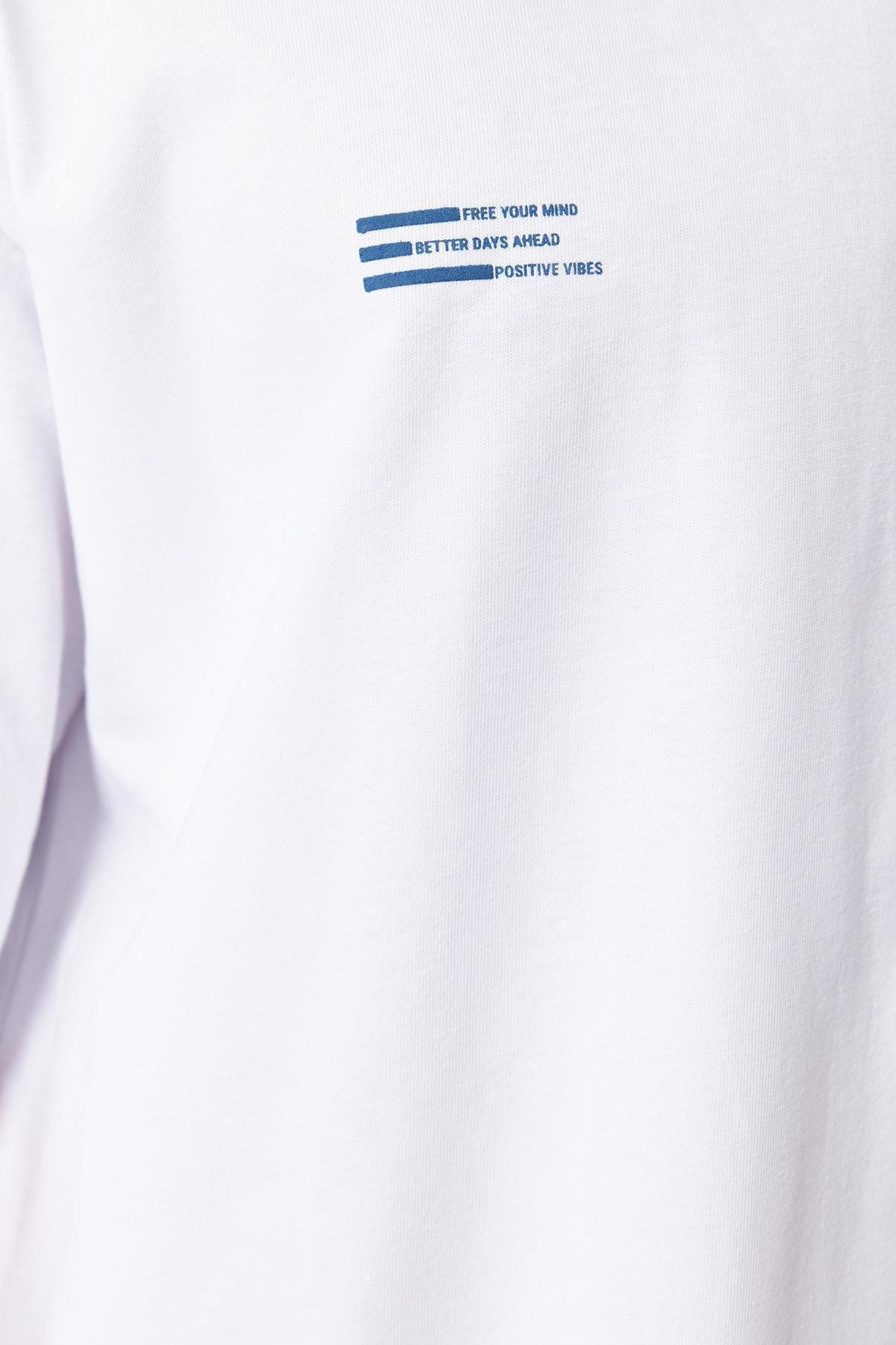 Mens White Oversize Text Printed 100% Cotton T-Shirt, , large image number 3