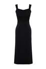 Trendyol - Black Gathered Knitted Midi Dress