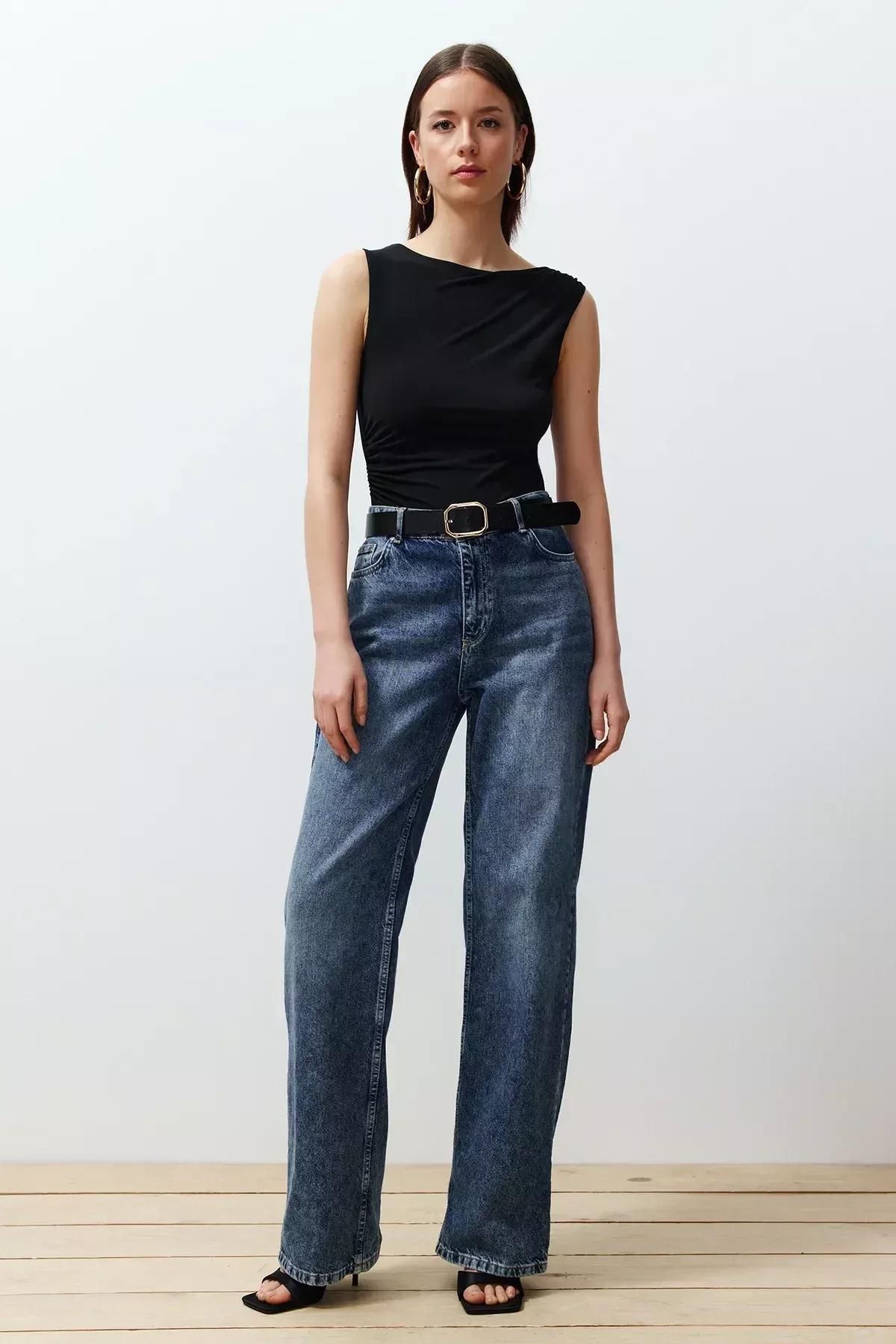 Black GatheRed Boat Neck Knitted Bodysuit, C101_5720, large image number 1