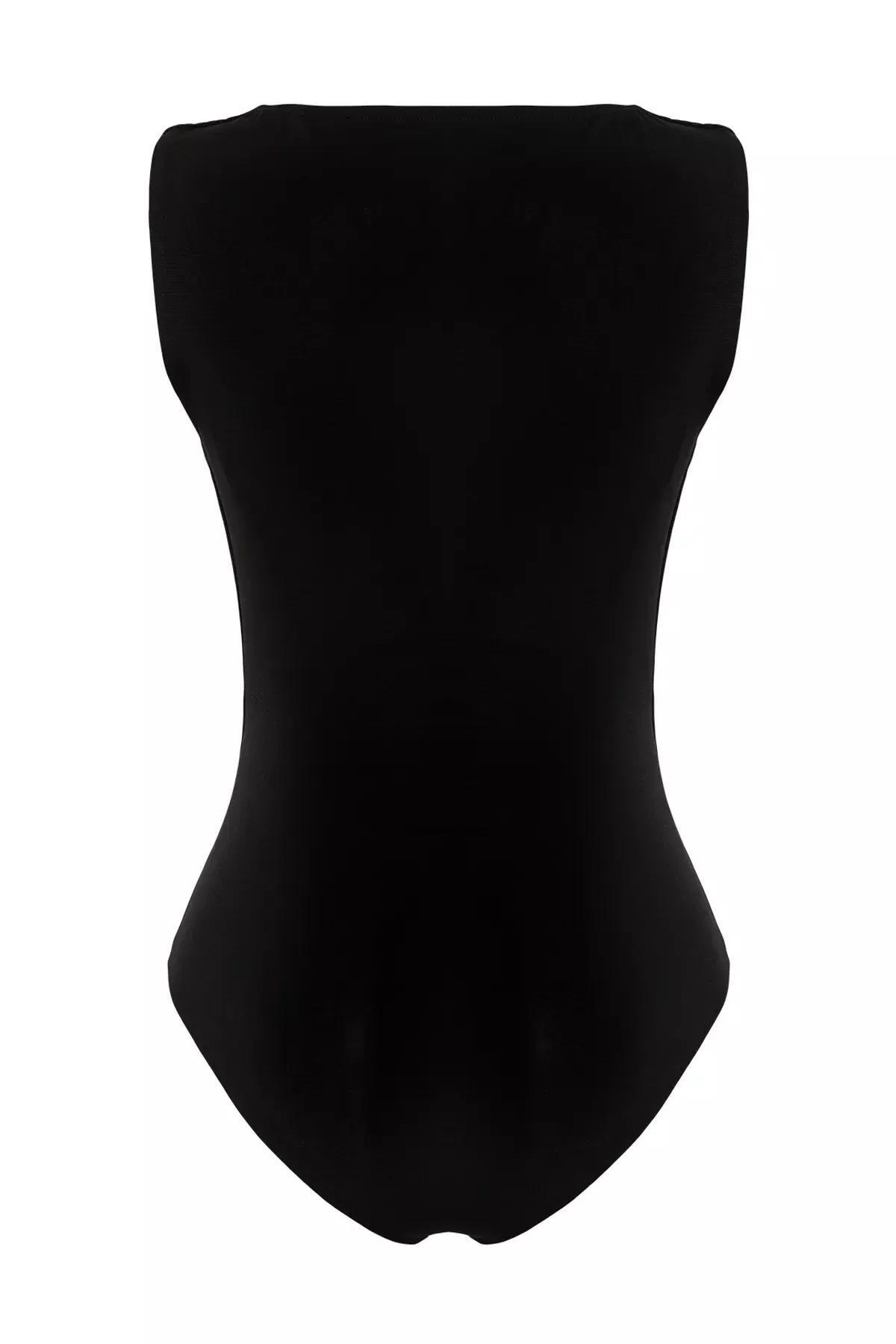 Black GatheRed Boat Neck Knitted Bodysuit, C101_5720, large image number 7