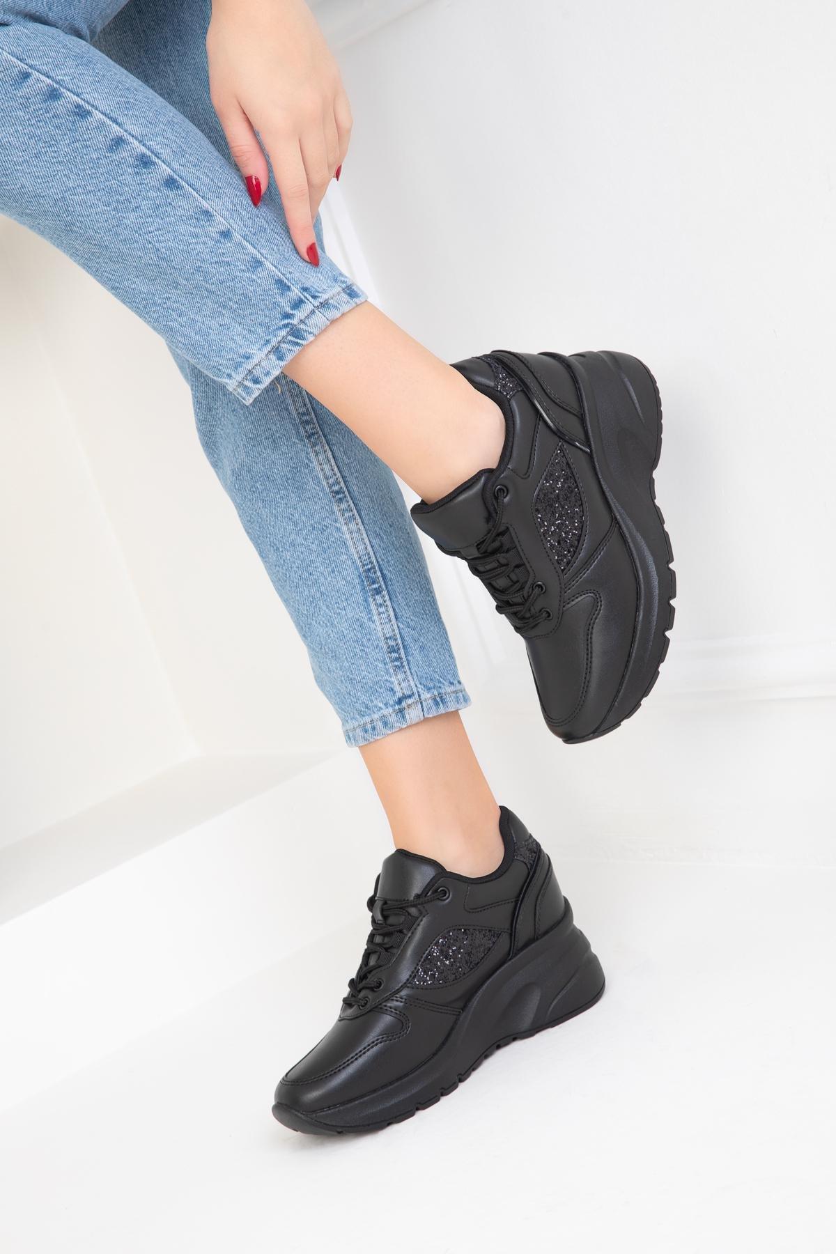 Black Leather Sneaker, , large image number 1
