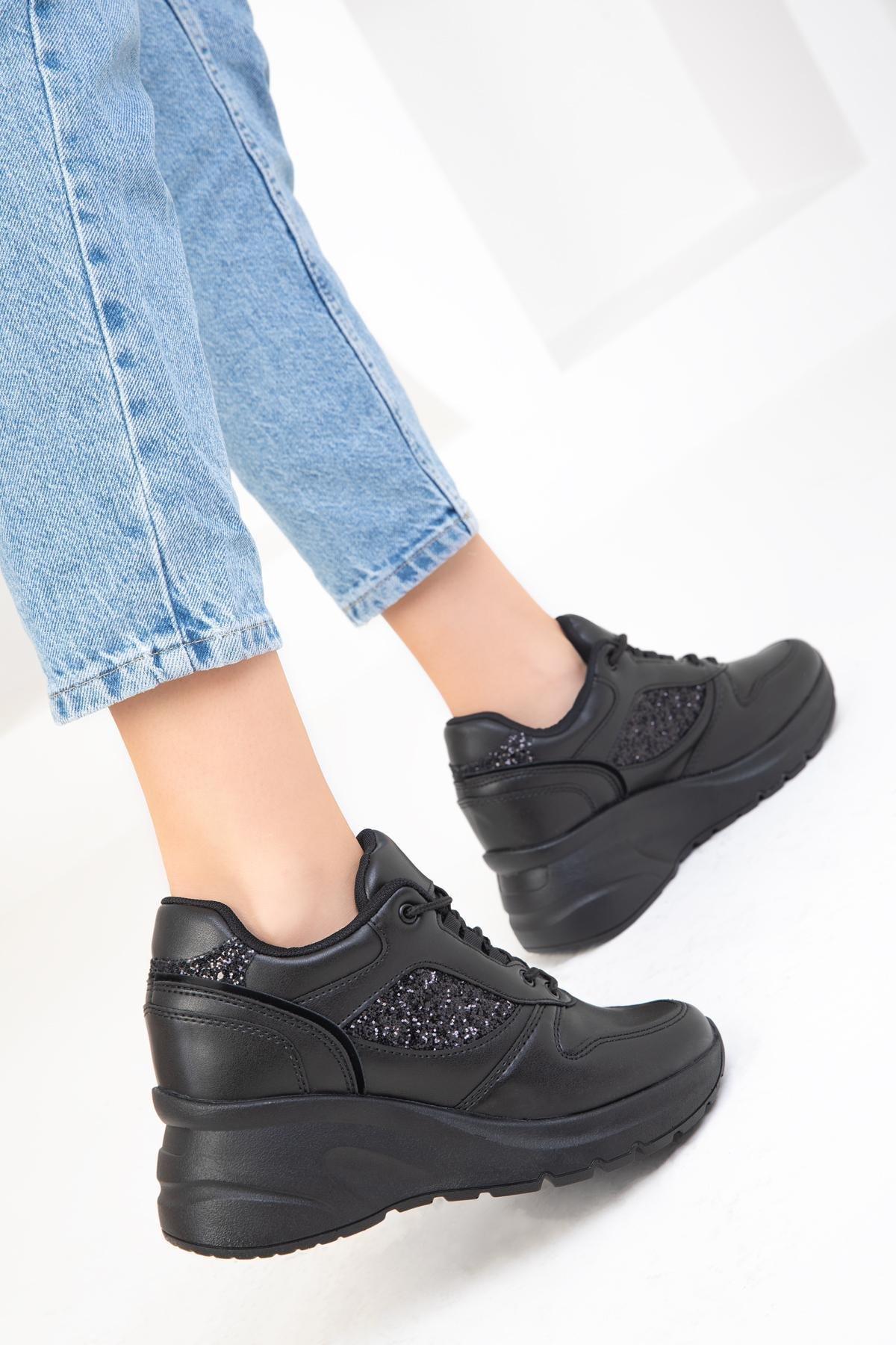Black Leather Sneaker, , large image number 2