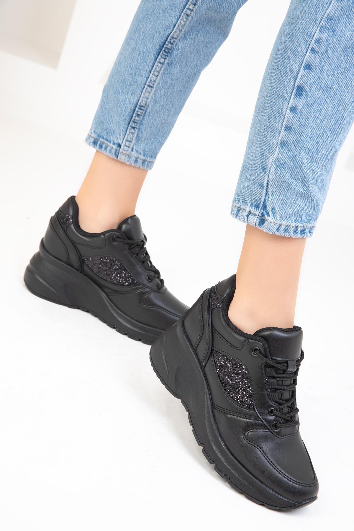 Black Leather Sneaker, , large image number 3