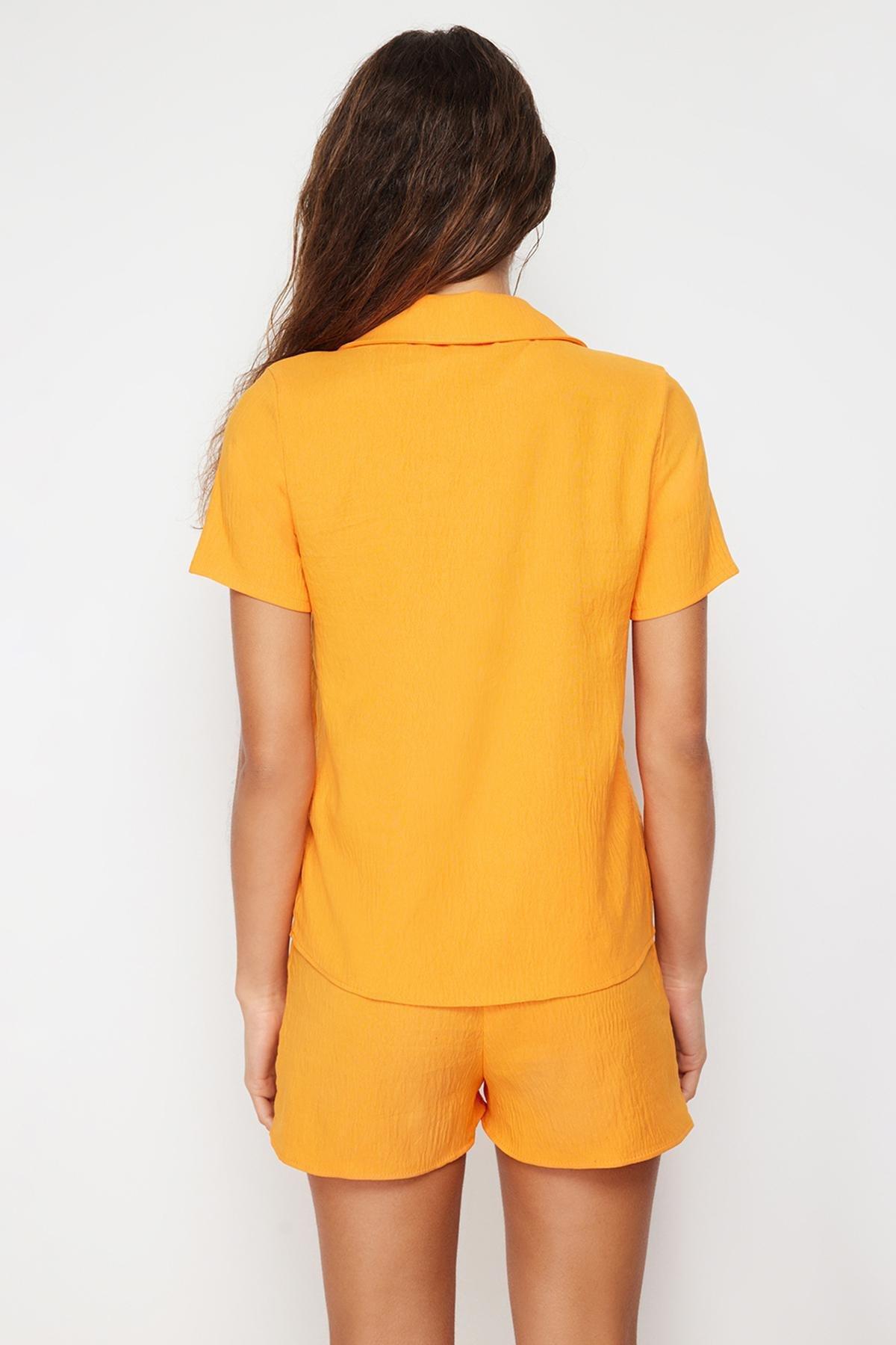 Yellow Embroidered Woven Pyjamas Set, , large image number 4