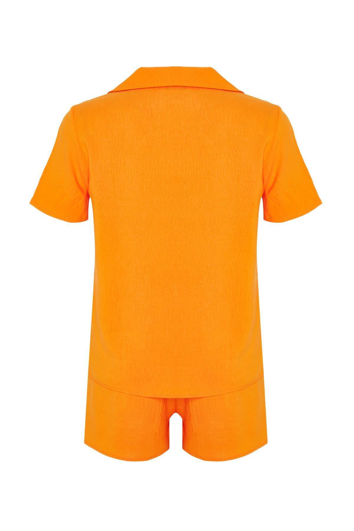 Trendyol - Yellow Embroidered Woven Pyjamas Set