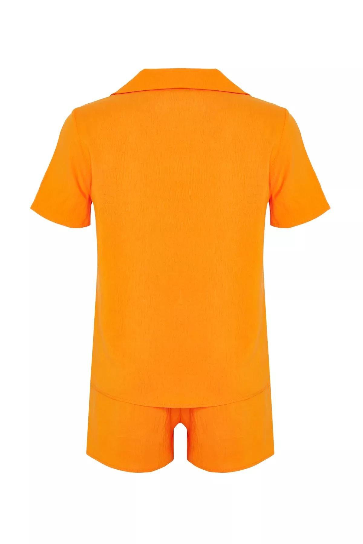 Yellow Embroidered Woven Pyjamas Set, , large image number 6