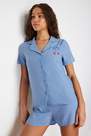 Trendyol - Blue Cherry Embroidered Woven Pajamas Set