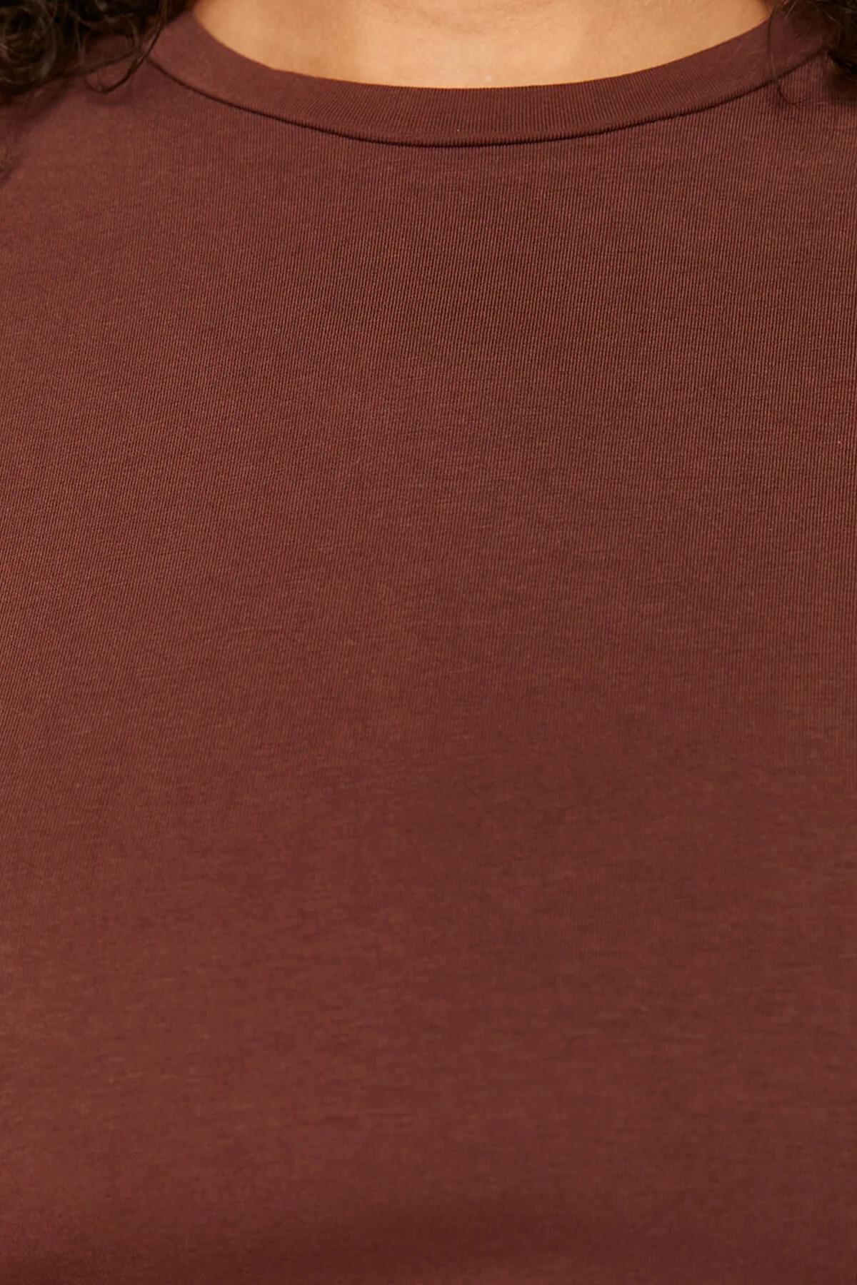 Brown A-Line Knitted Top and Woven Bottom Dress TBBSS24AH00020, , large image number 3