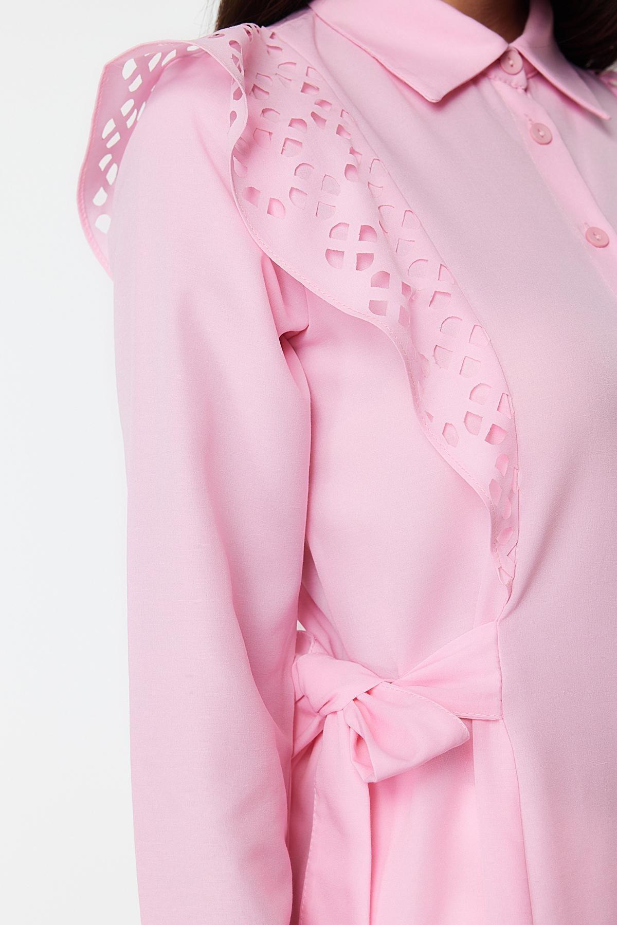 Pink Embroidered Cotton Woven Shirt, , large image number 3