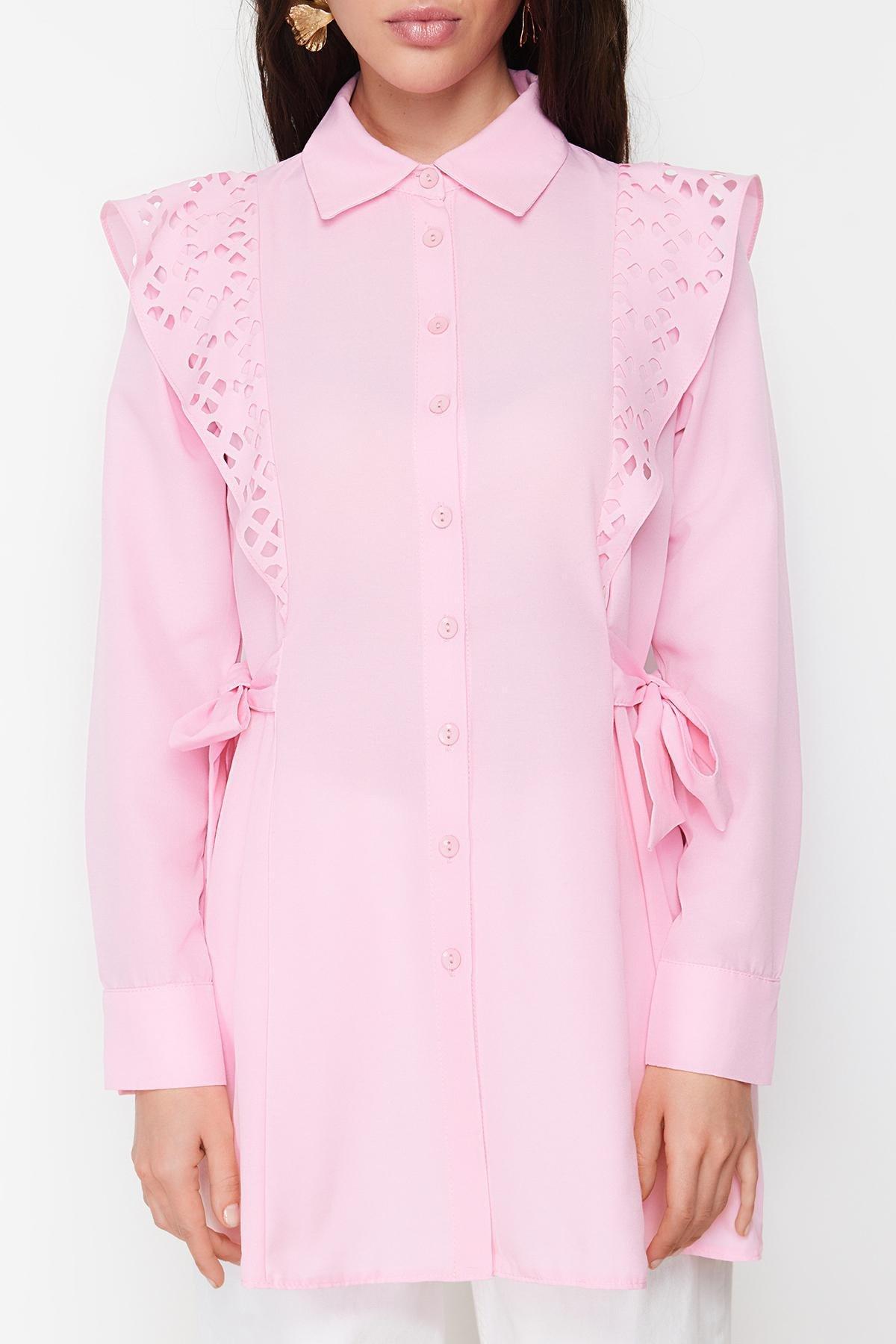 Pink Embroidered Cotton Woven Shirt, , large image number 4