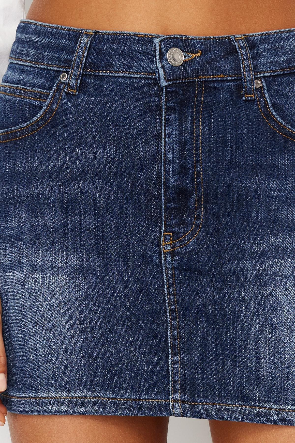 Blue More Sustainable Low Waist Mini Denim Skirt, , large image number 3