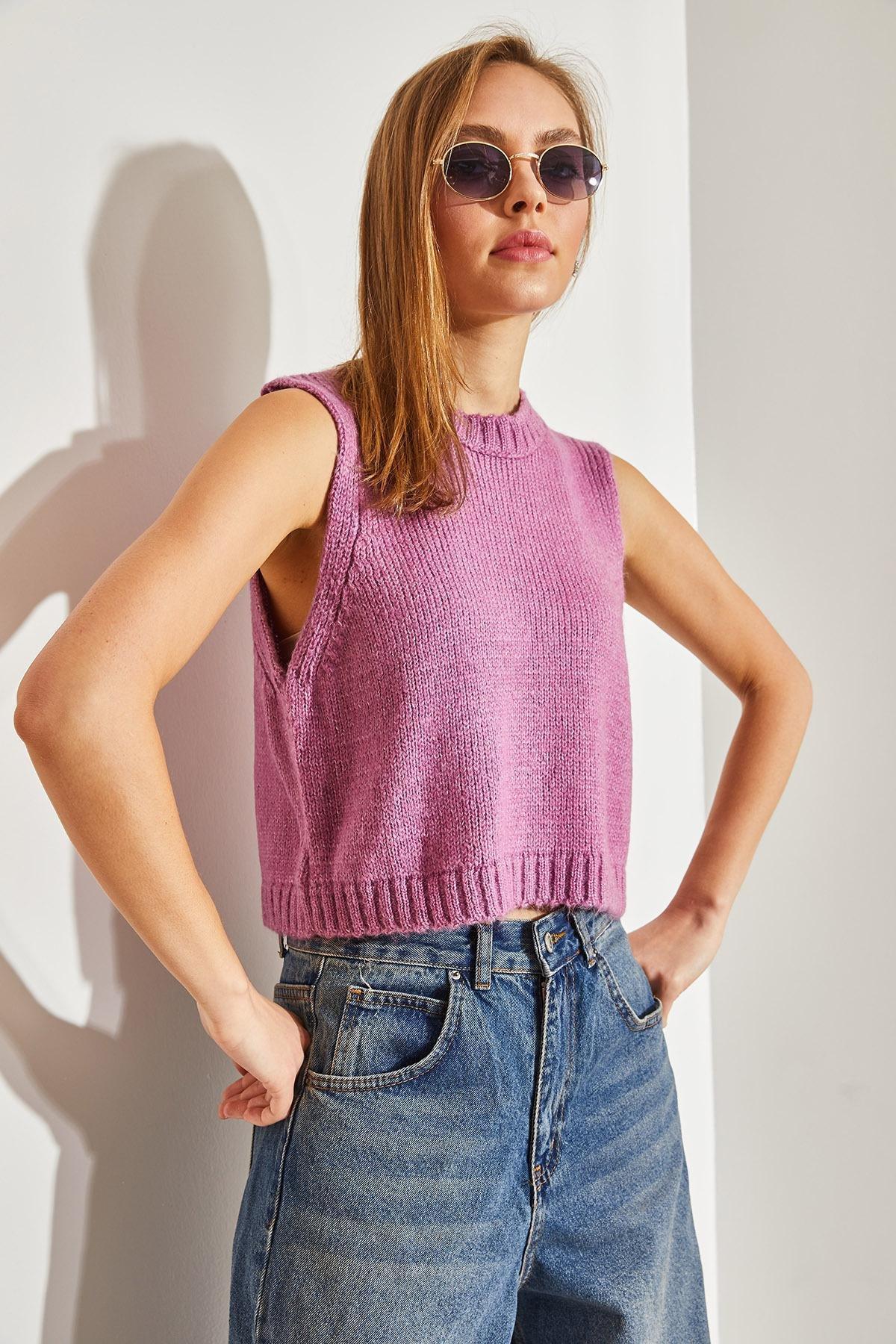 Pink Crop Sweater, Pale pink, large image number 1