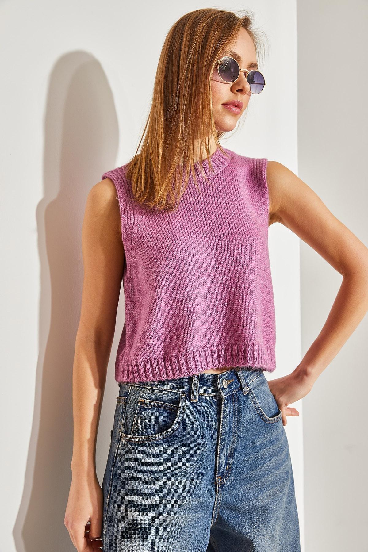 Pink Crop Sweater, Pale pink, large image number 2