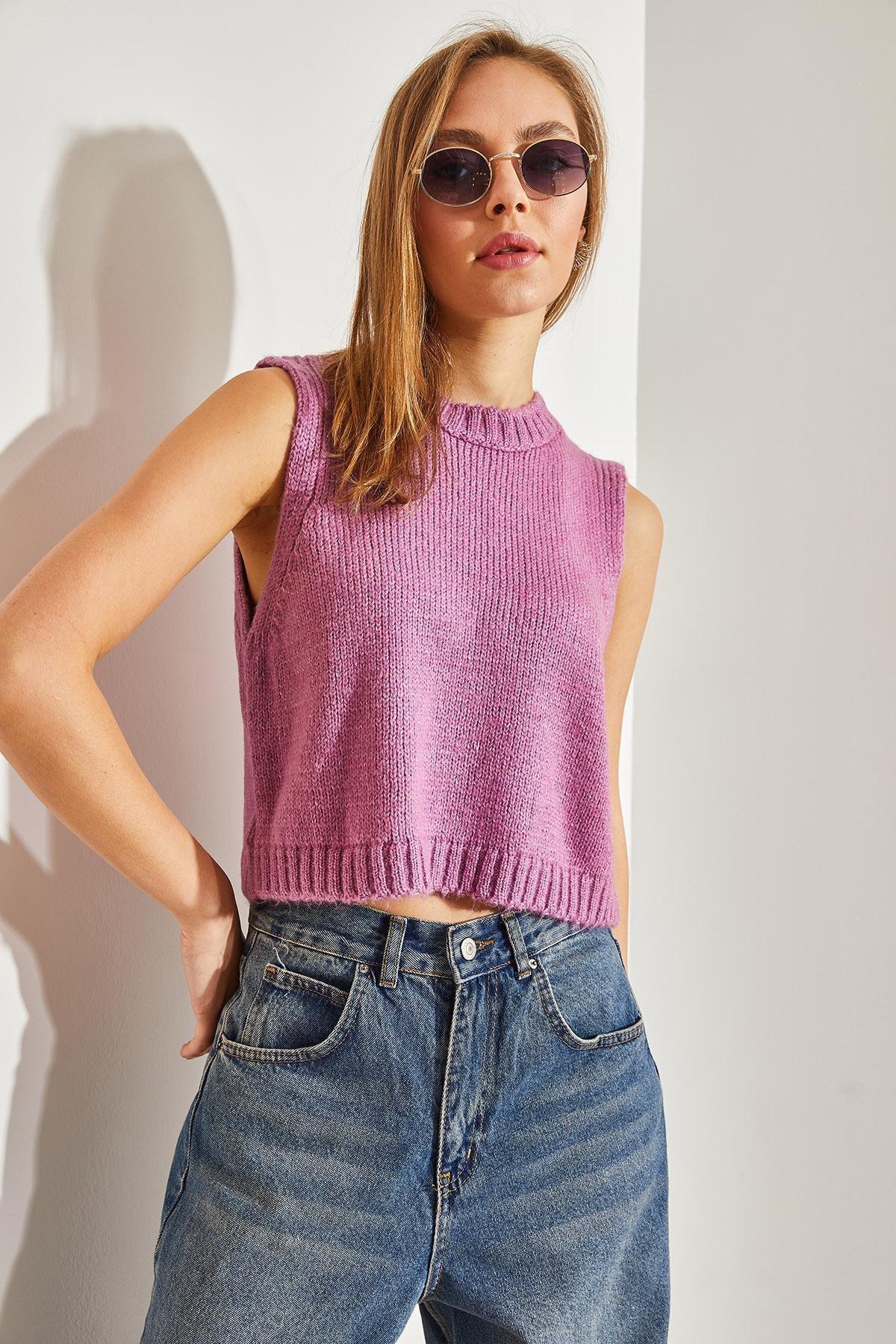 Pink Crop Sweater, Pale pink, large image number 3