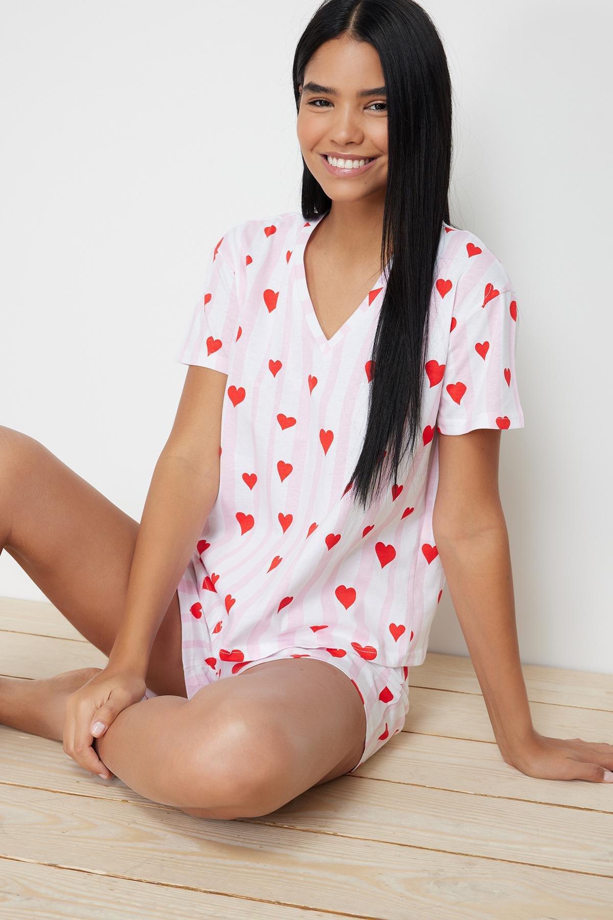 Multicolour Stripe And Heart Pajama Set, , large image number 2