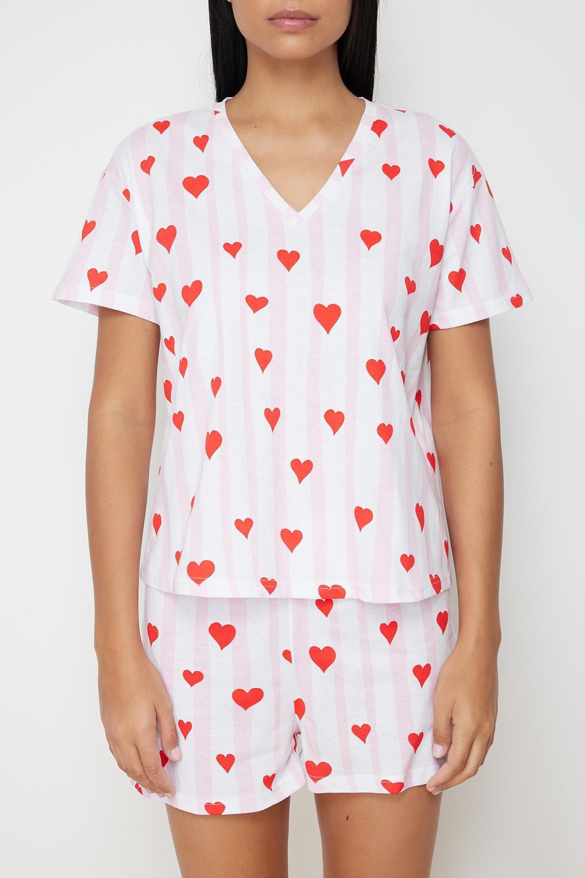 Multicolour Stripe And Heart Pajama Set, , large image number 3