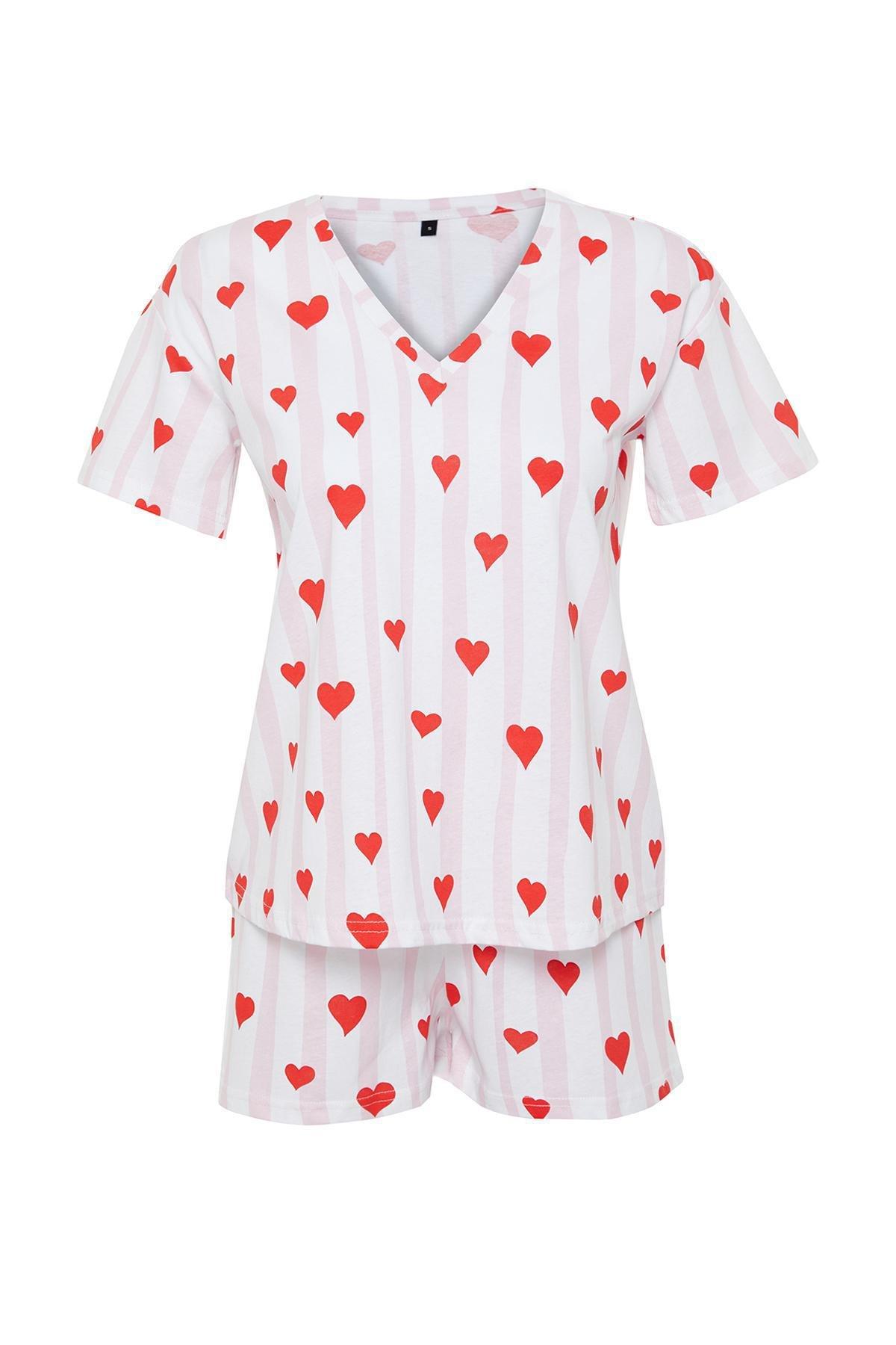 Multicolour Stripe And Heart Pajama Set, , large image number 5