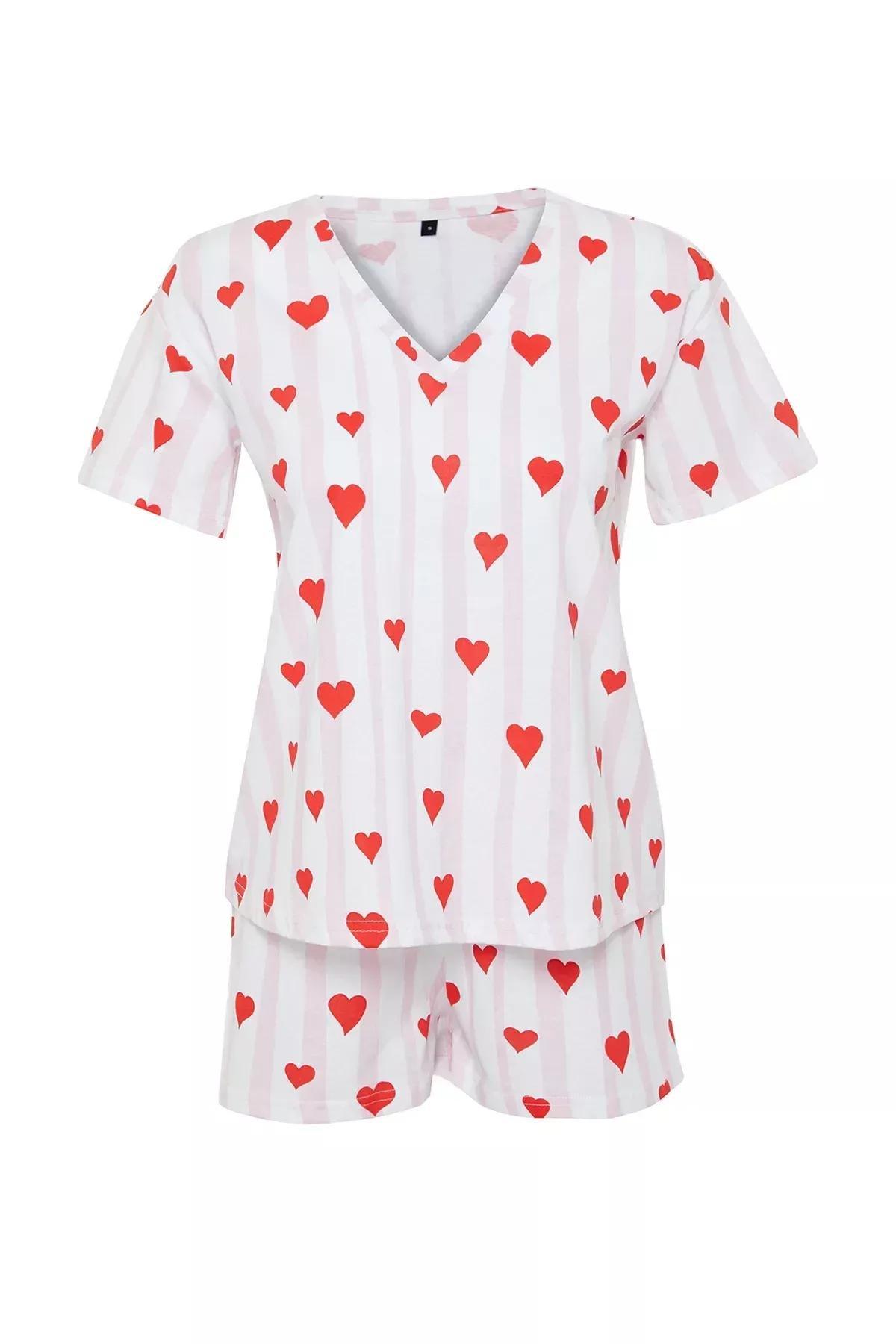 Multicolour Stripe And Heart Pajama Set, , large image number 5