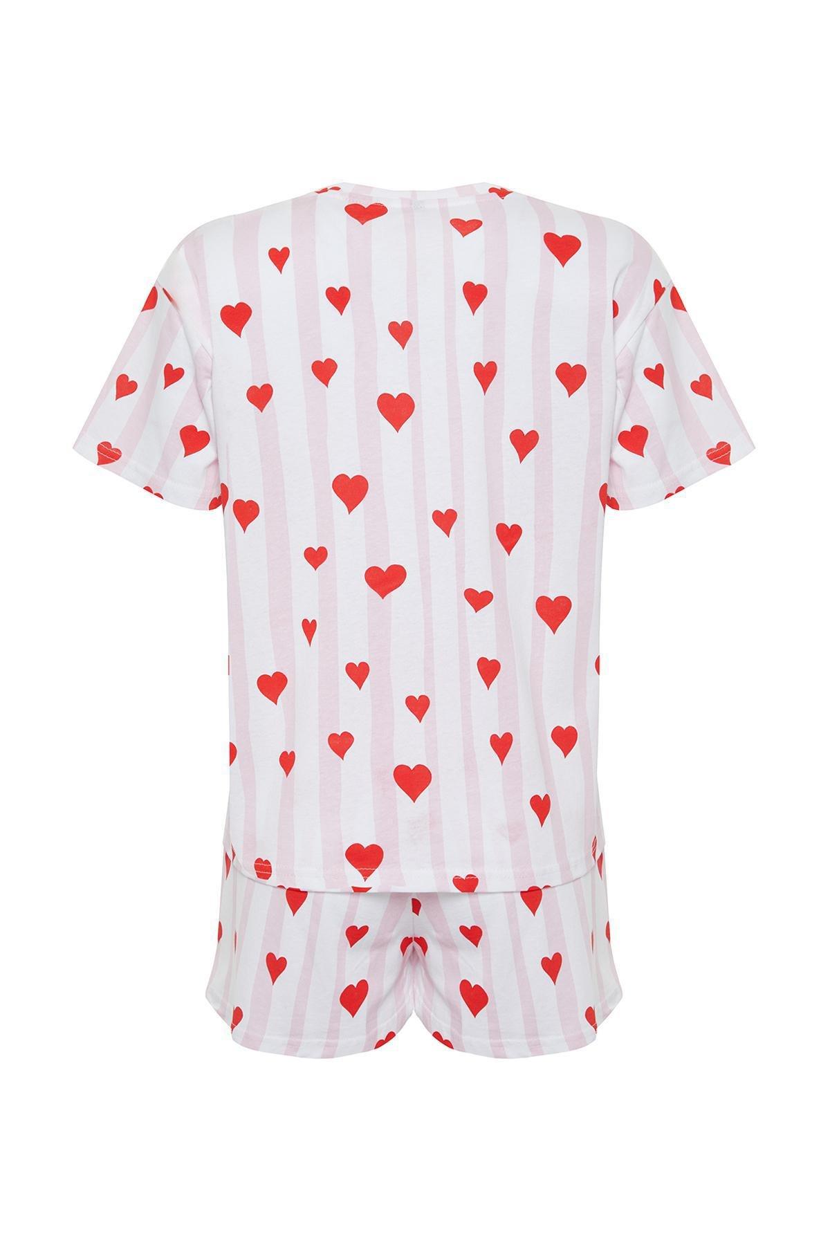 Multicolour Stripe And Heart Pajama Set, , large image number 6