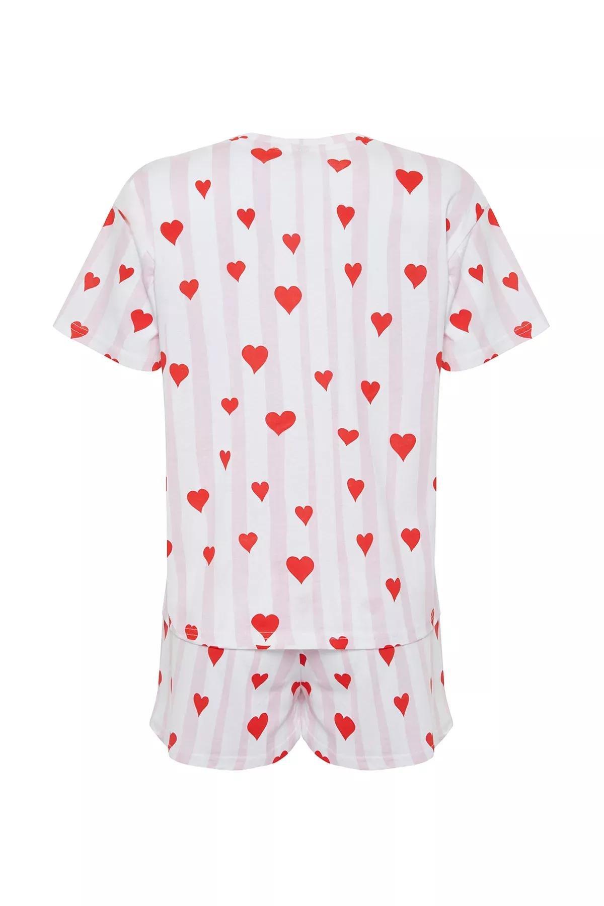 Multicolour Stripe And Heart Pajama Set, , large image number 7