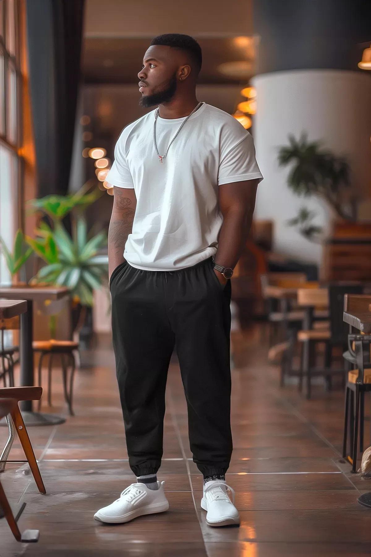 Black oversize cotton sweatpants, , large image number 0