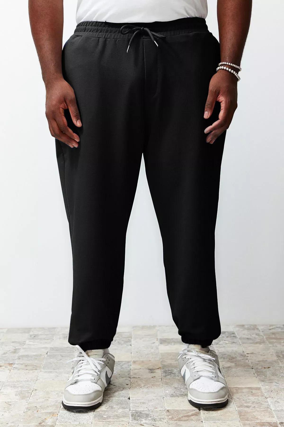 Black oversize cotton sweatpants, , large image number 1