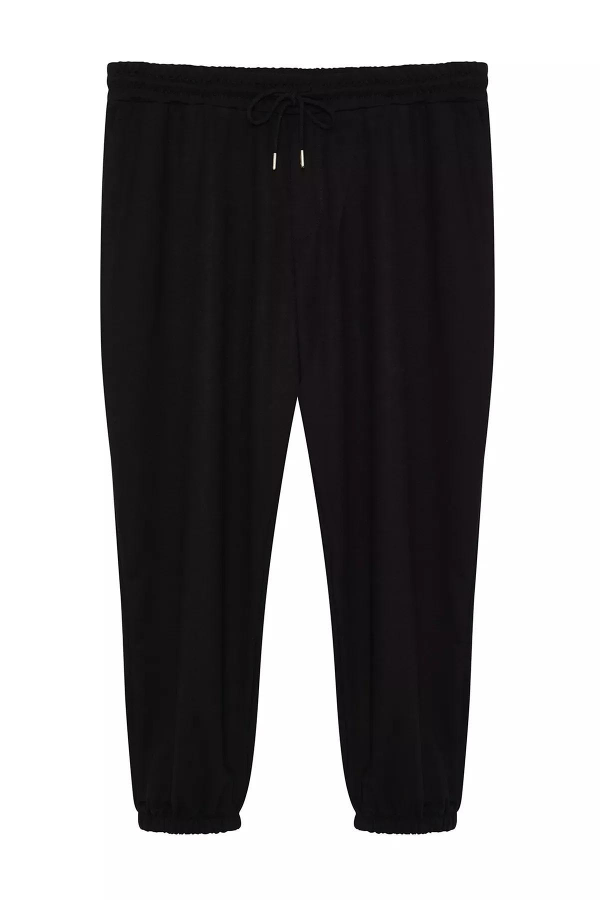 Black oversize cotton sweatpants, , large image number 2