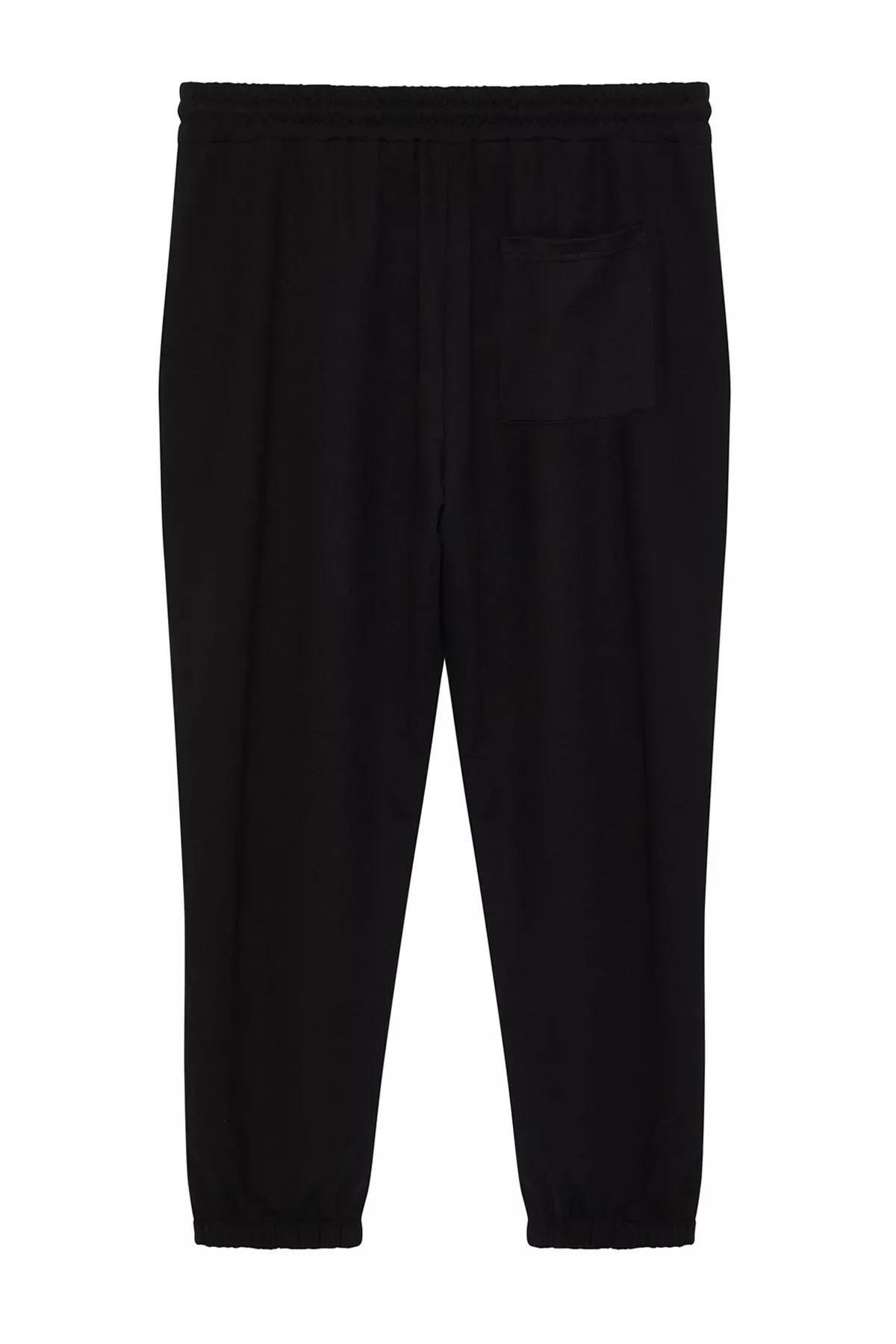 Black oversize cotton sweatpants, , large image number 3