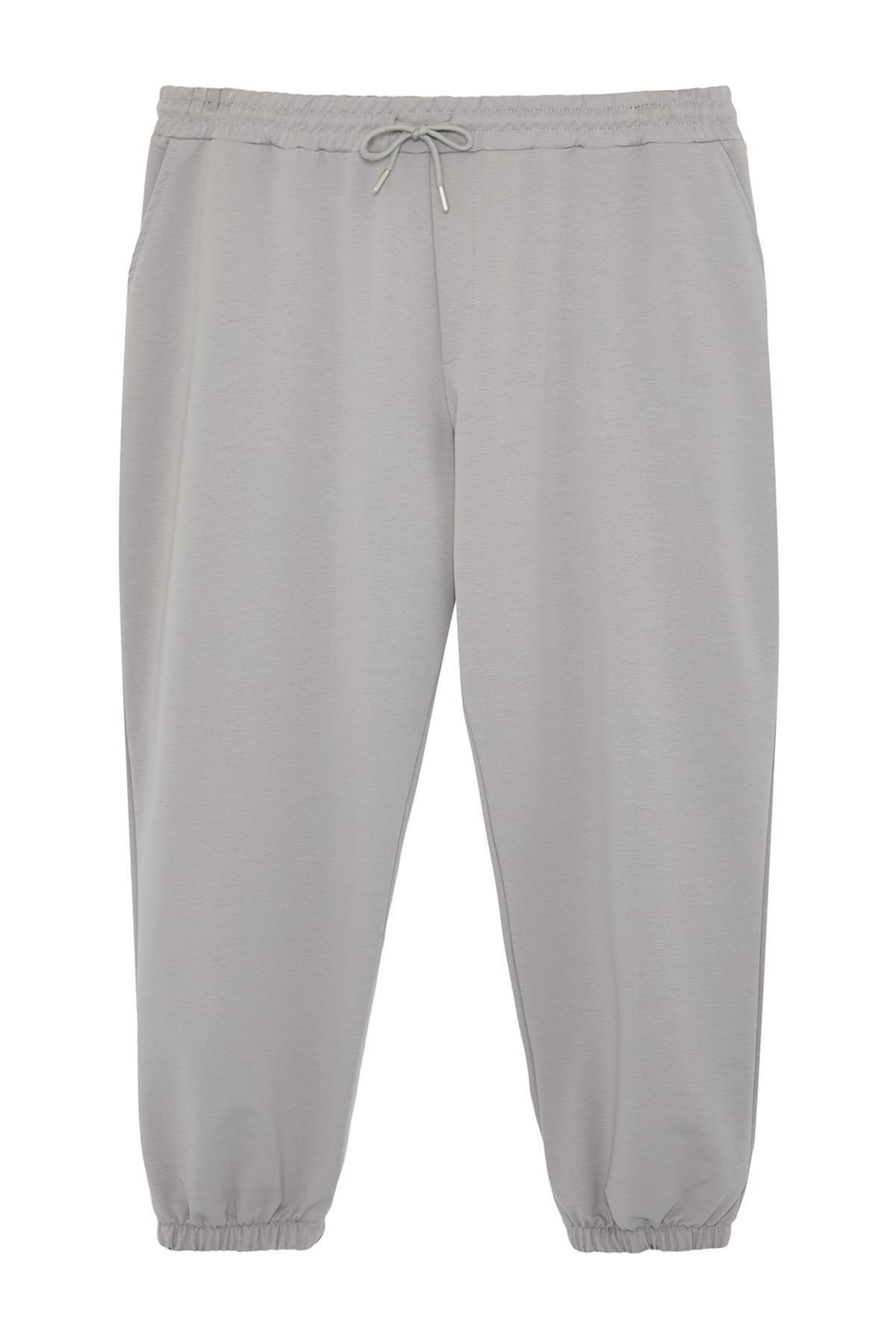 Plus Size Grey Oversize 100% Sweatpants TMNSS24AJ00001, C101_5126, large image number 4