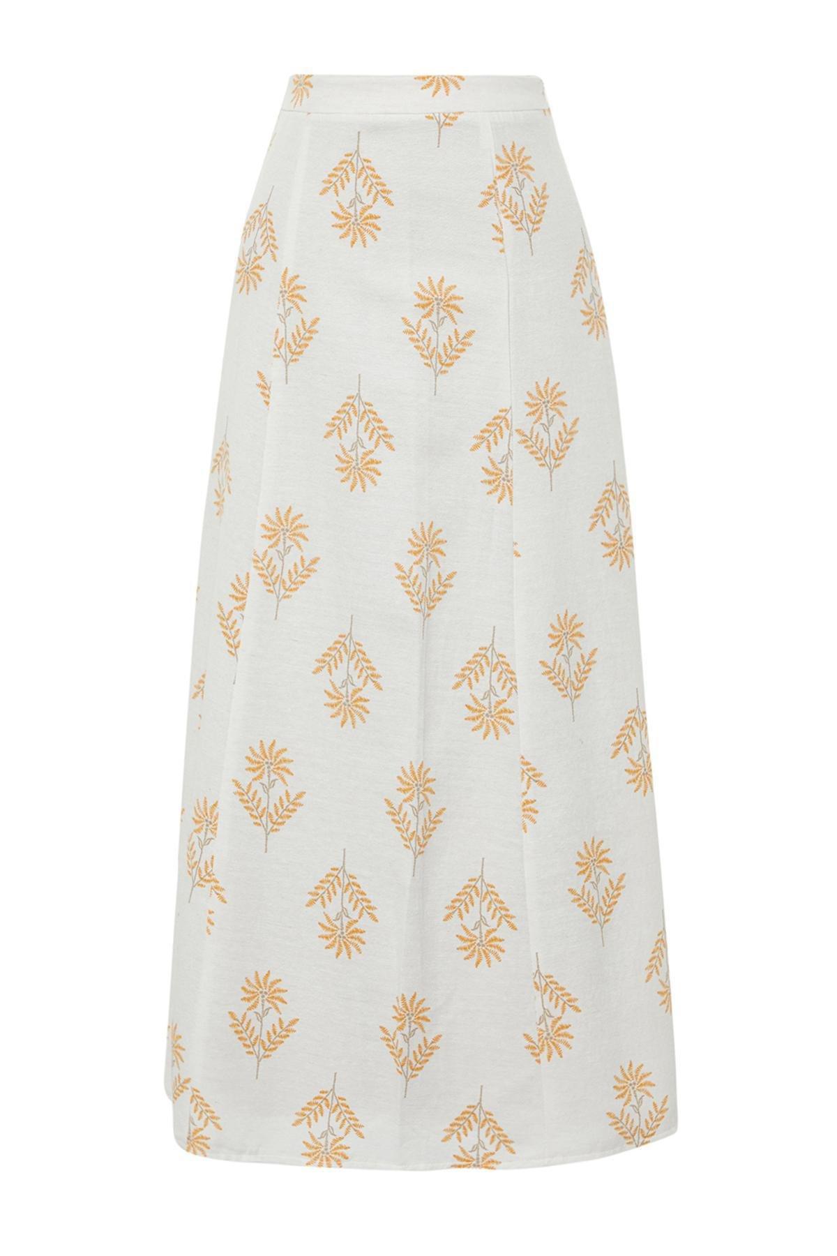 White Floral Midi Skirt, , large image number 4