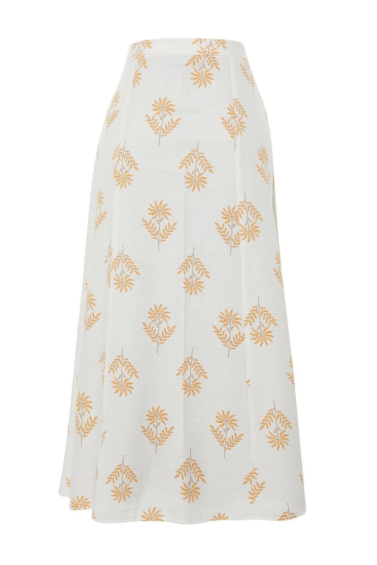 White Floral Midi Skirt, , large image number 5