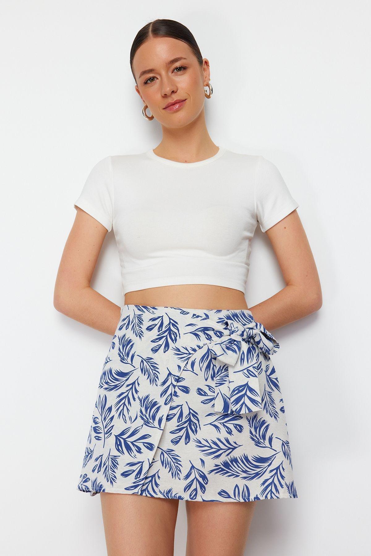 Navy Mini Length Woven Skirt, , large image number 1