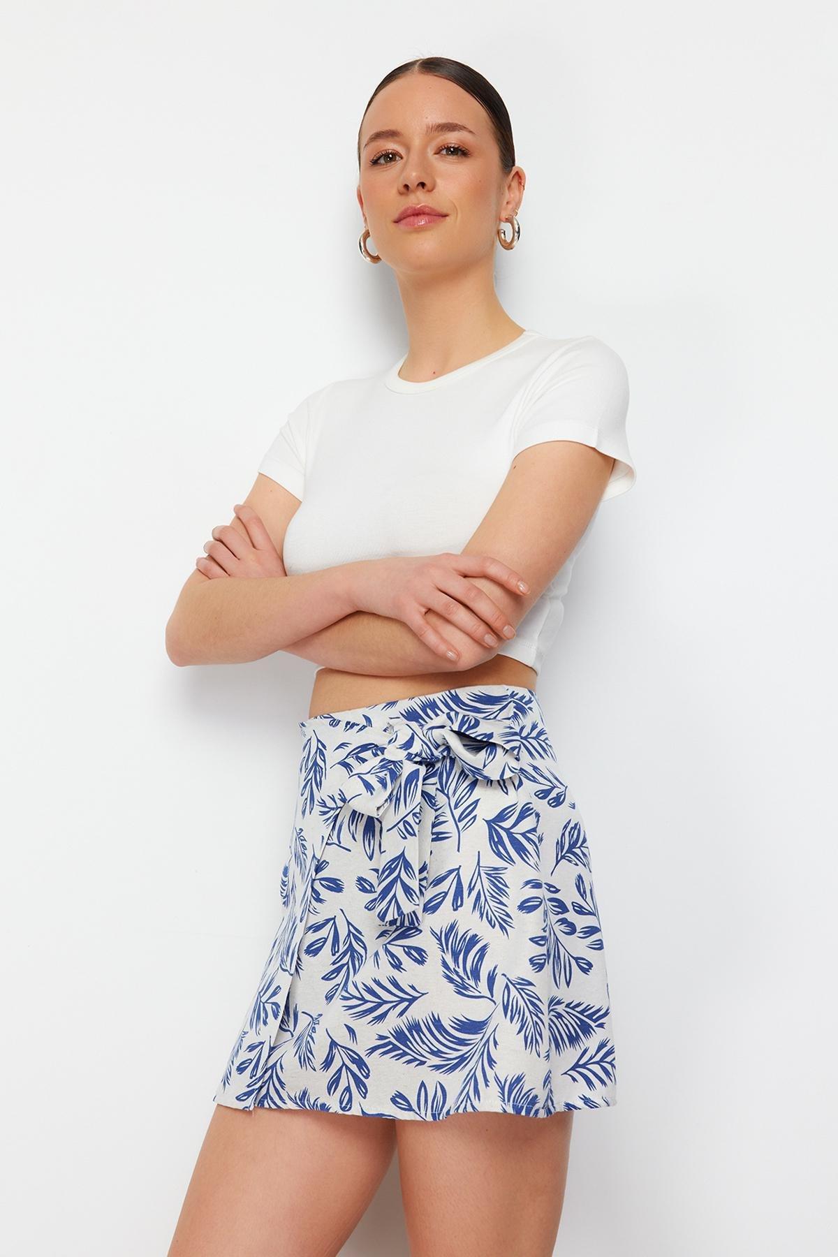Navy Mini Length Woven Skirt, , large image number 2