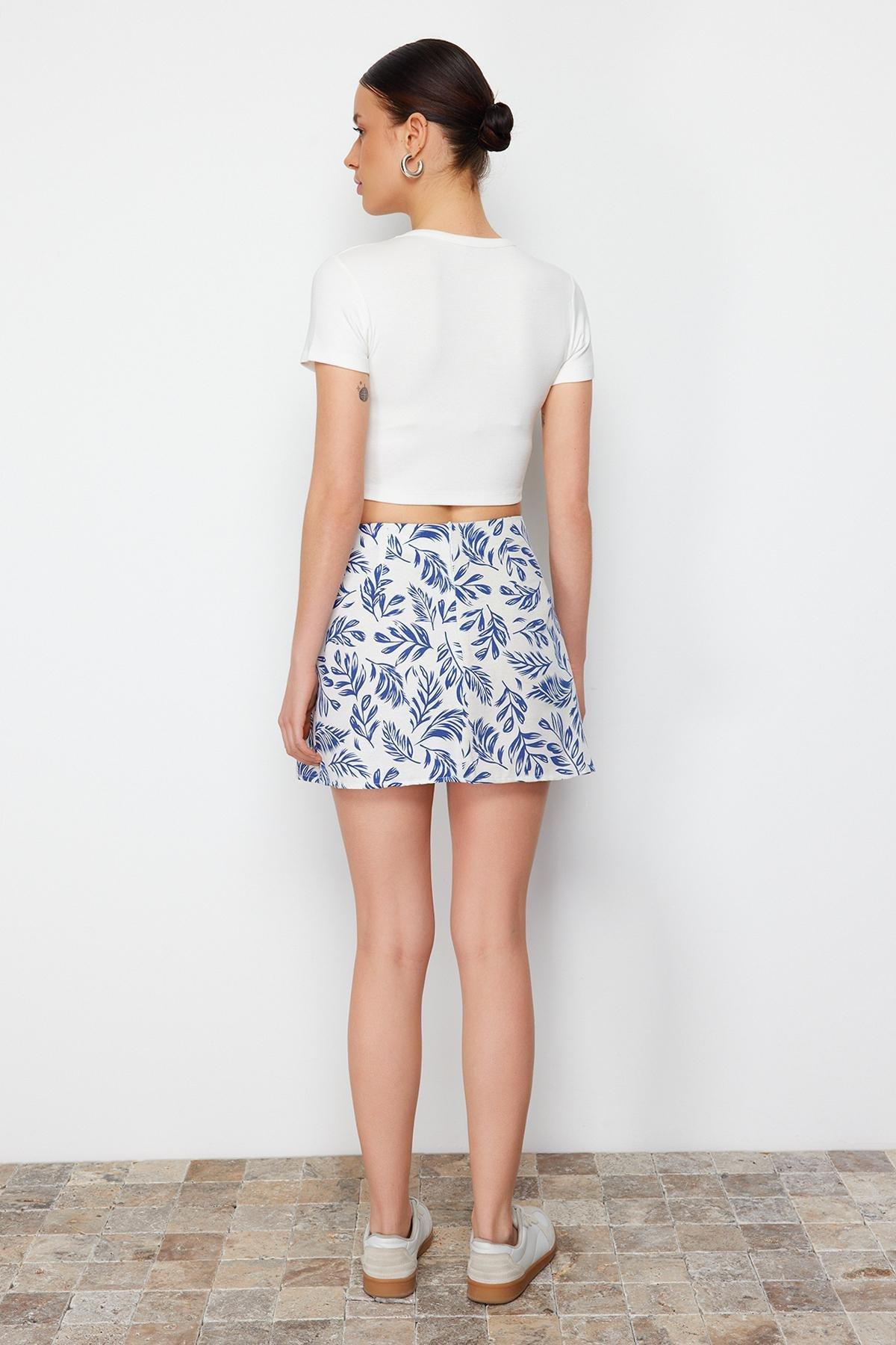 Navy Mini Length Woven Skirt, , large image number 4