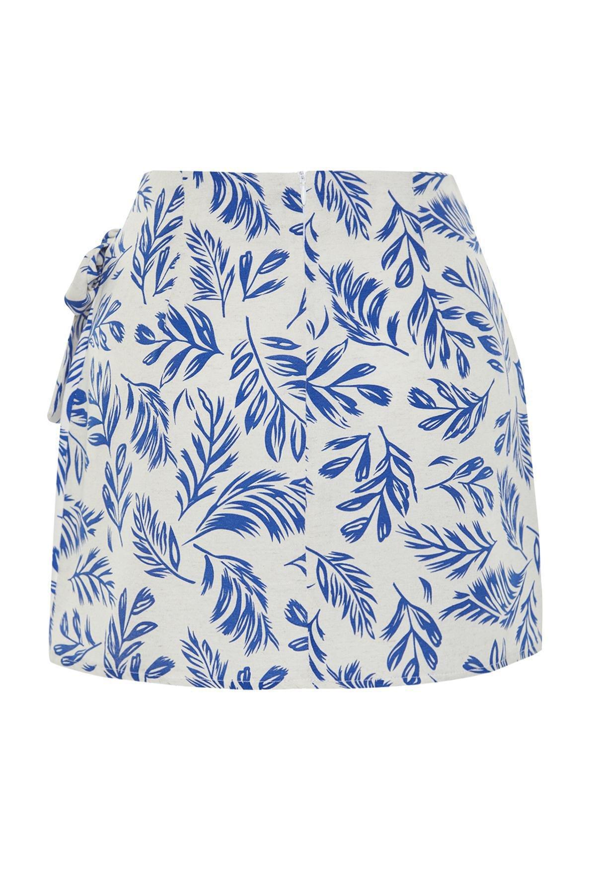 Navy Mini Length Woven Skirt, , large image number 5