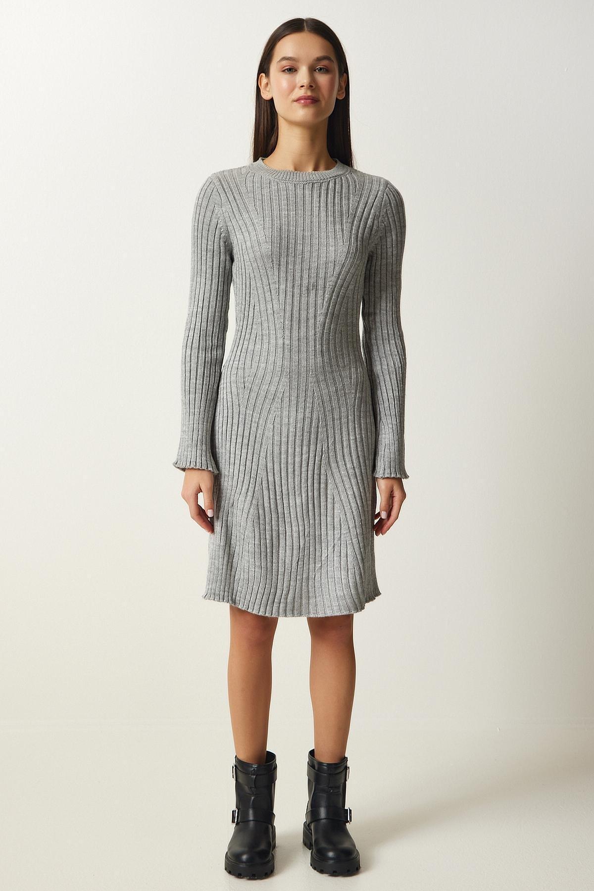 Red Corded A-Line Knitted Dress, C101_1653, large image number 3
