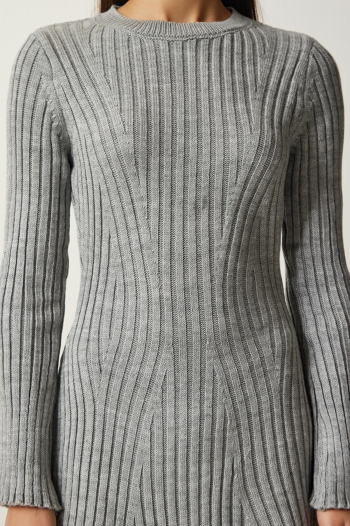 Red Corded A-Line Knitted Dress, C101_1653, large image number 4