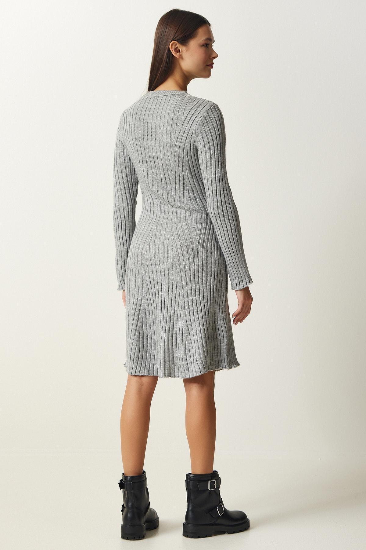 Red Corded A-Line Knitted Dress, C101_1653, large image number 5