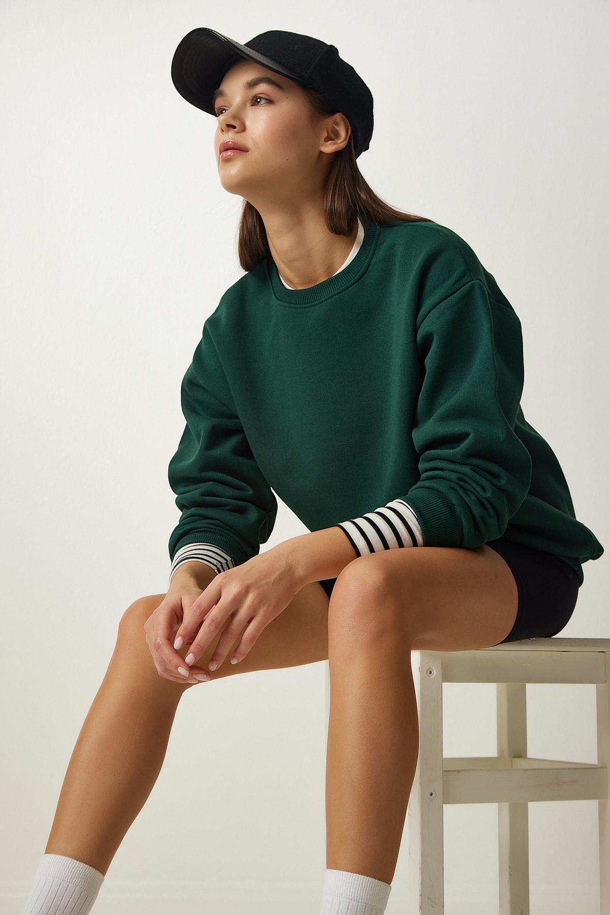 Green Detailed Sweatshirt, C101_1583, large image number 0
