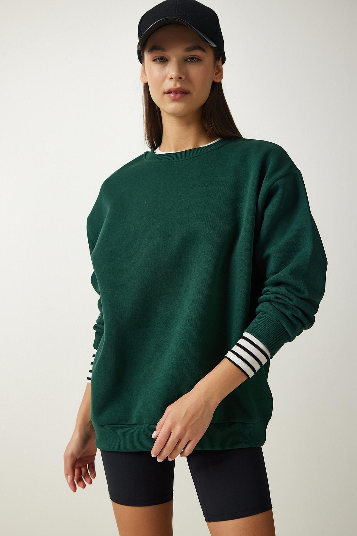 Green Detailed Sweatshirt, C101_1583, large image number 1