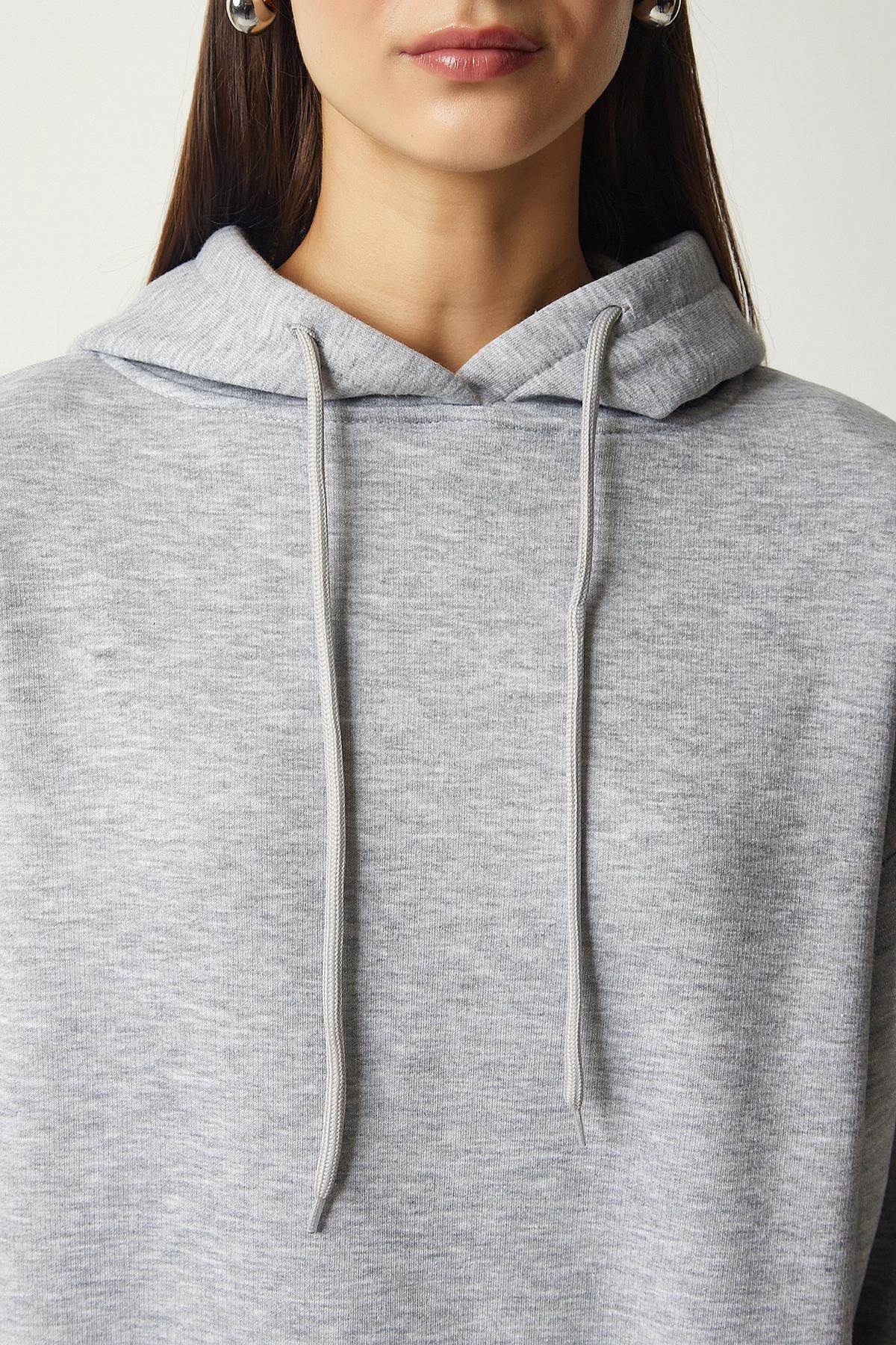 Happiness Istanbul - Grey Hooded Knitted Tracksuit, Set Of 2