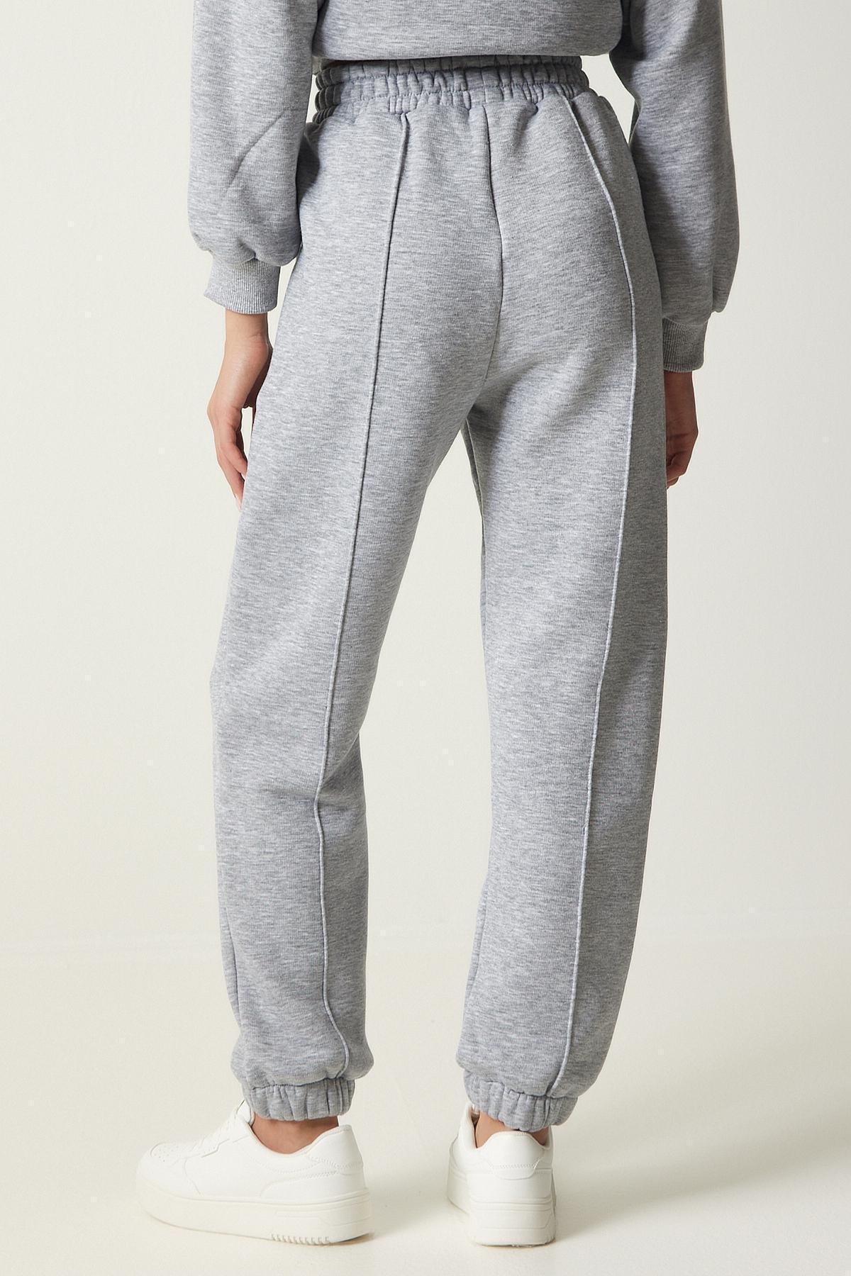 Happiness Istanbul - Grey Hooded Knitted Tracksuit, Set Of 2