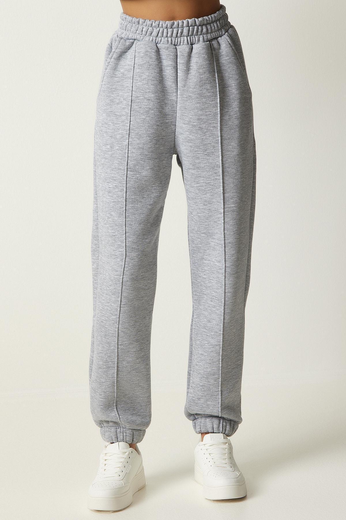 Happiness Istanbul - Grey Hooded Knitted Tracksuit, Set Of 2